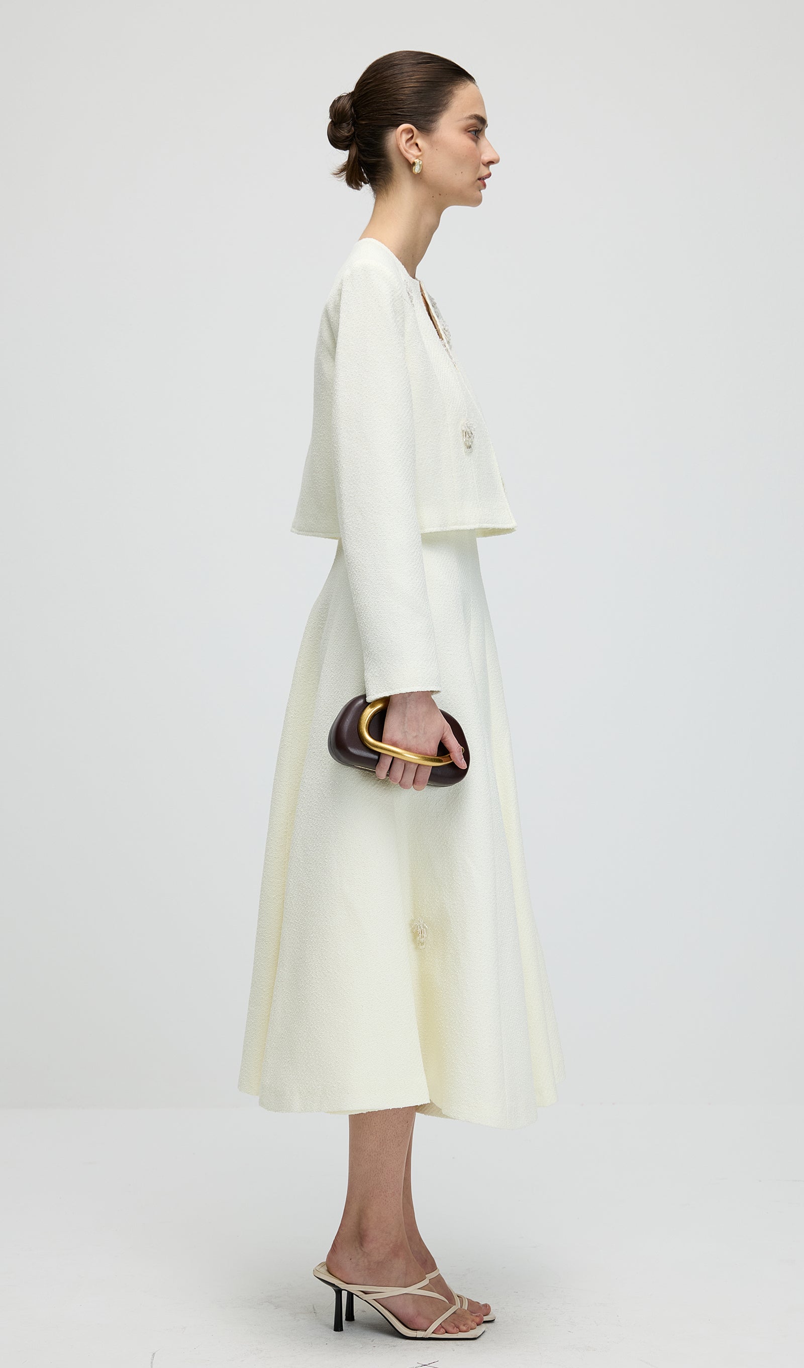 Long Sleeve Tweed Midi Dress Set