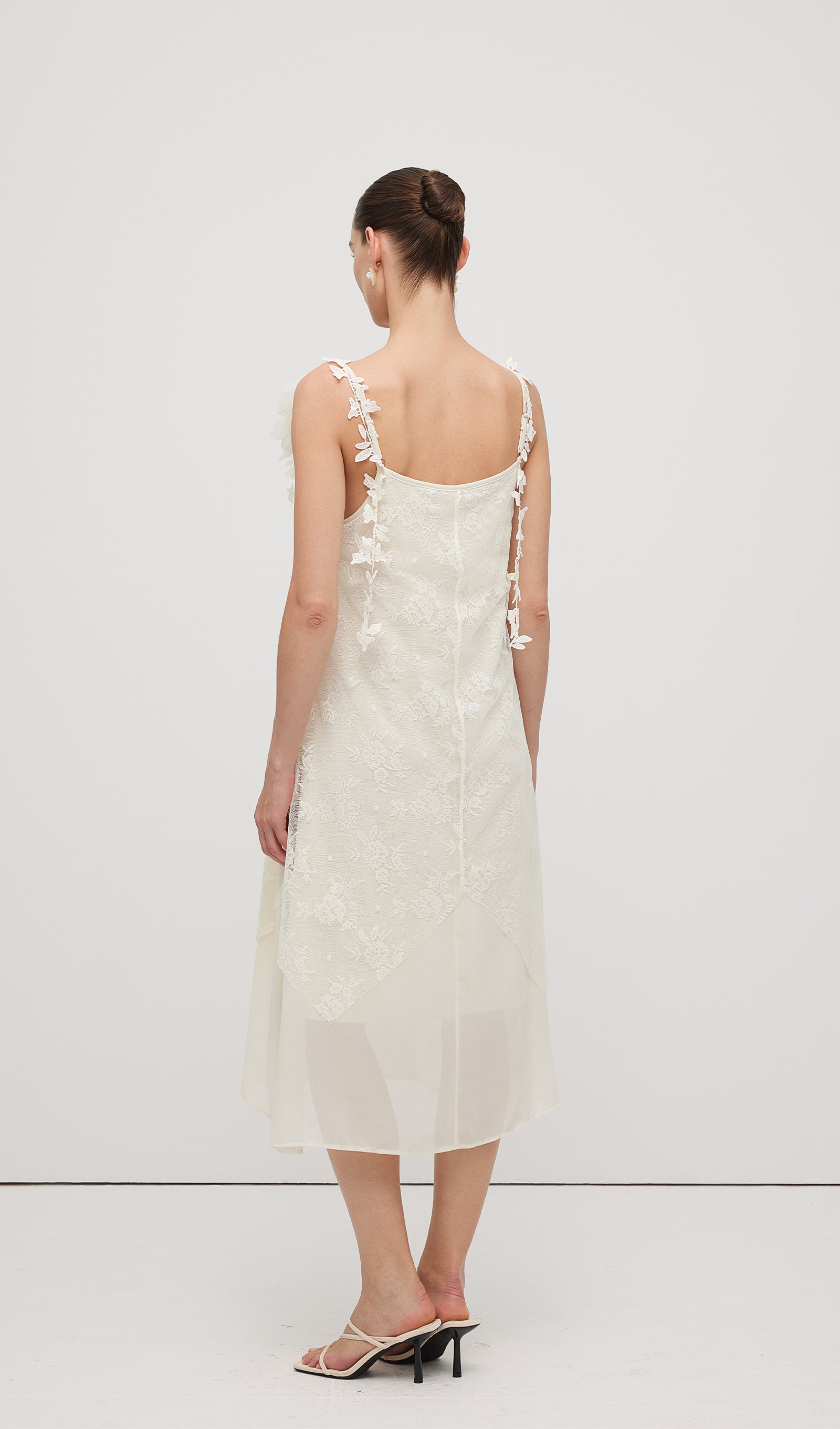 Sleeveless Embroidered Flower Midi Dress