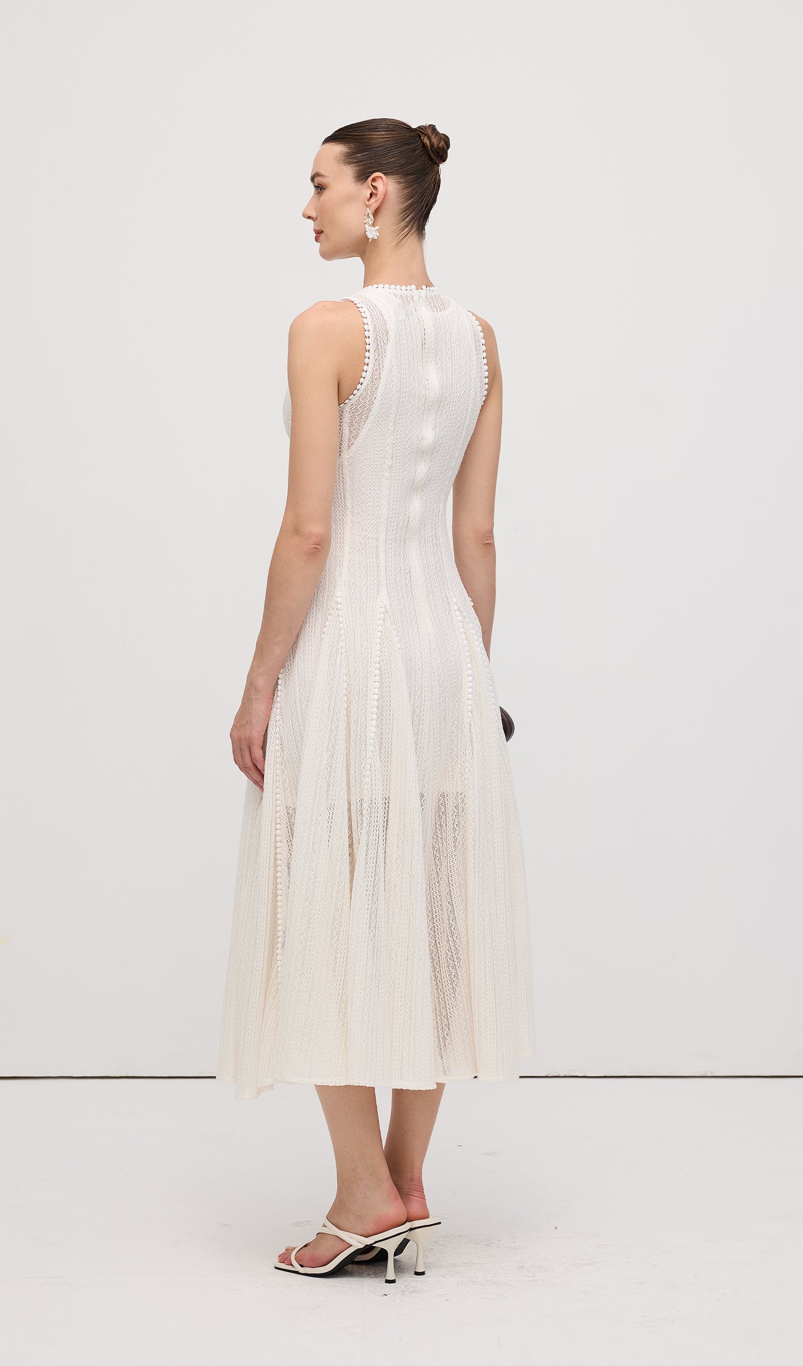 Semi Sheer Lace Sleeveless Maxi Dress