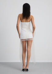 Off Shoulder Sequined Mini Dress In White