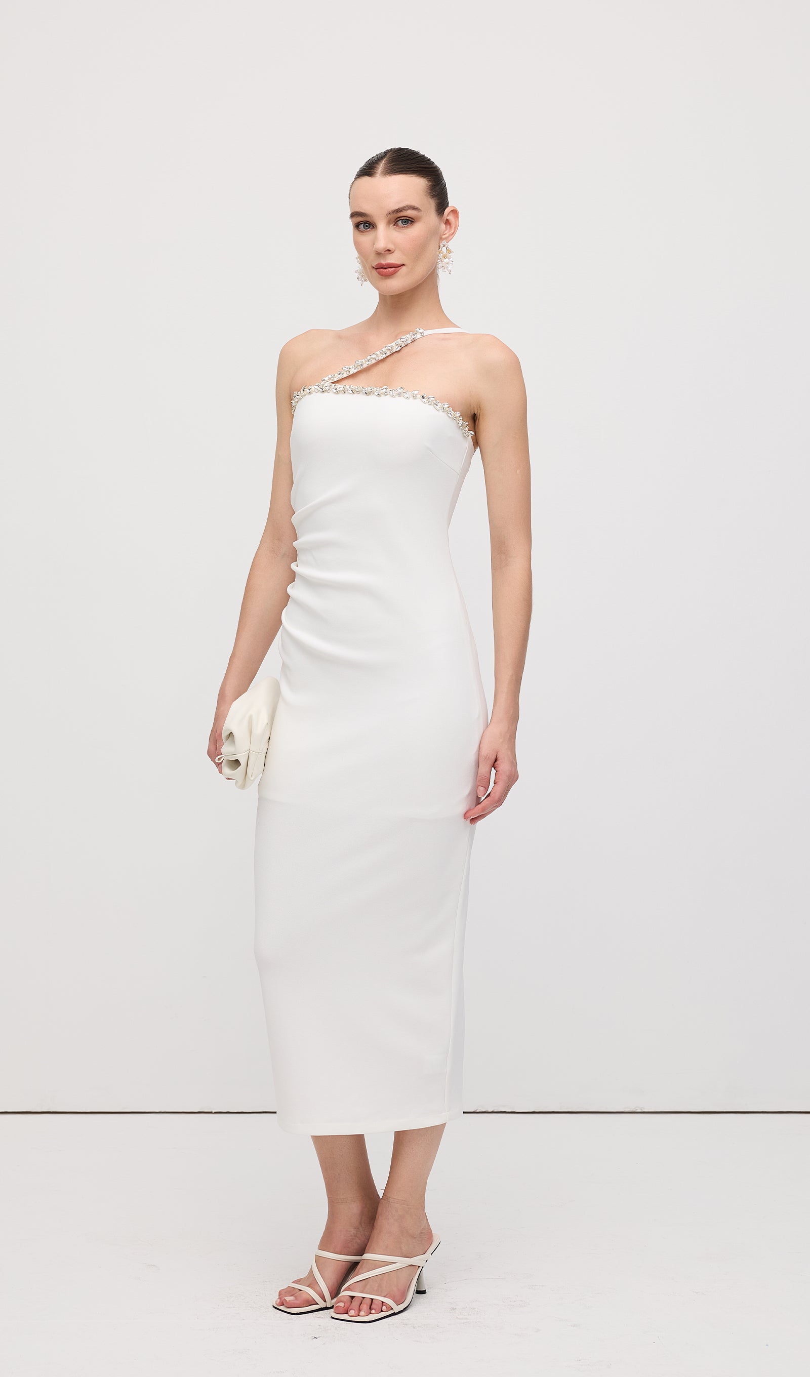 Diamond Chain Off Shoulder Midi Dress