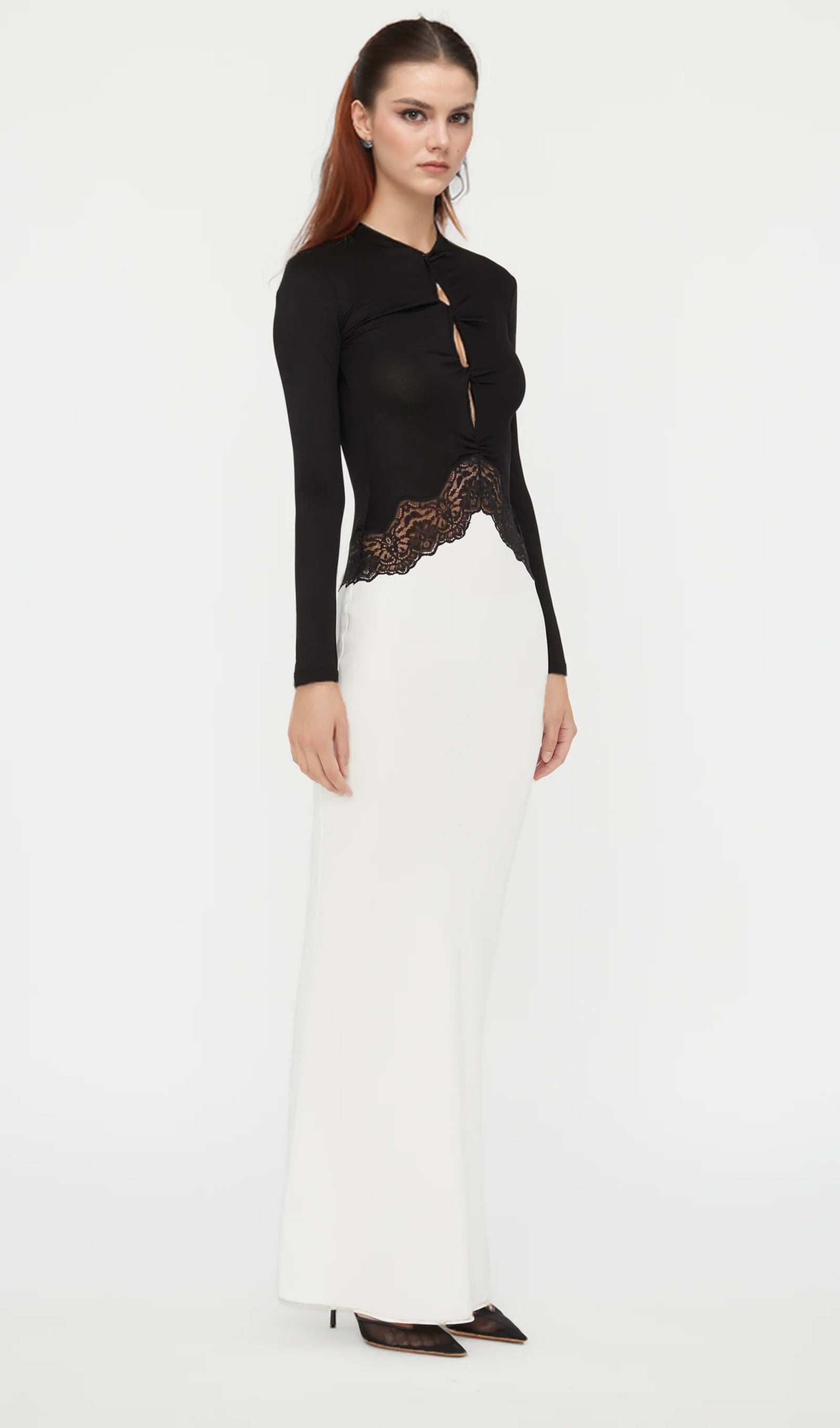 Open Twist Lace Maxi Dress