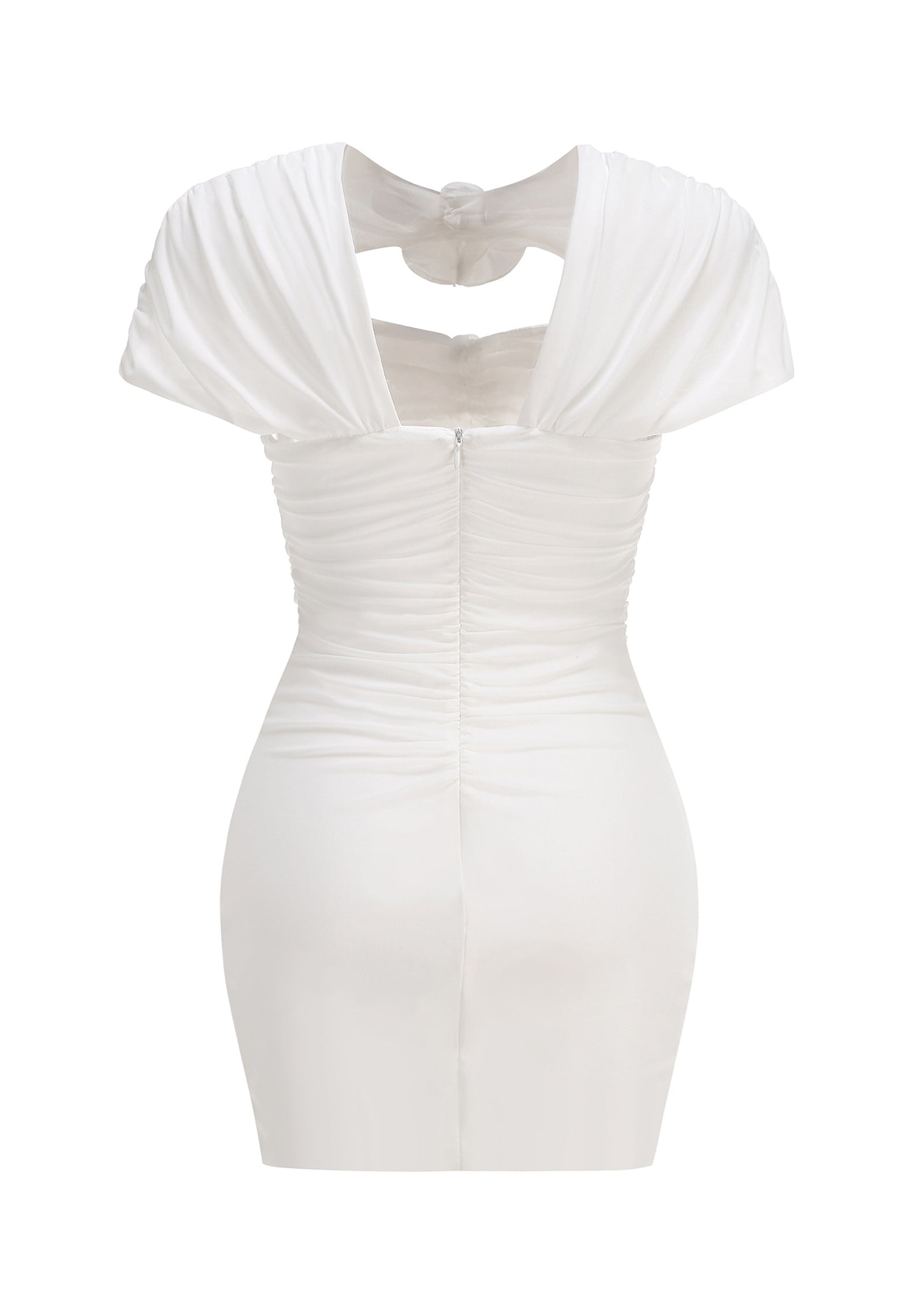 Solid Cut Out Sheer Mesh Mini Dress