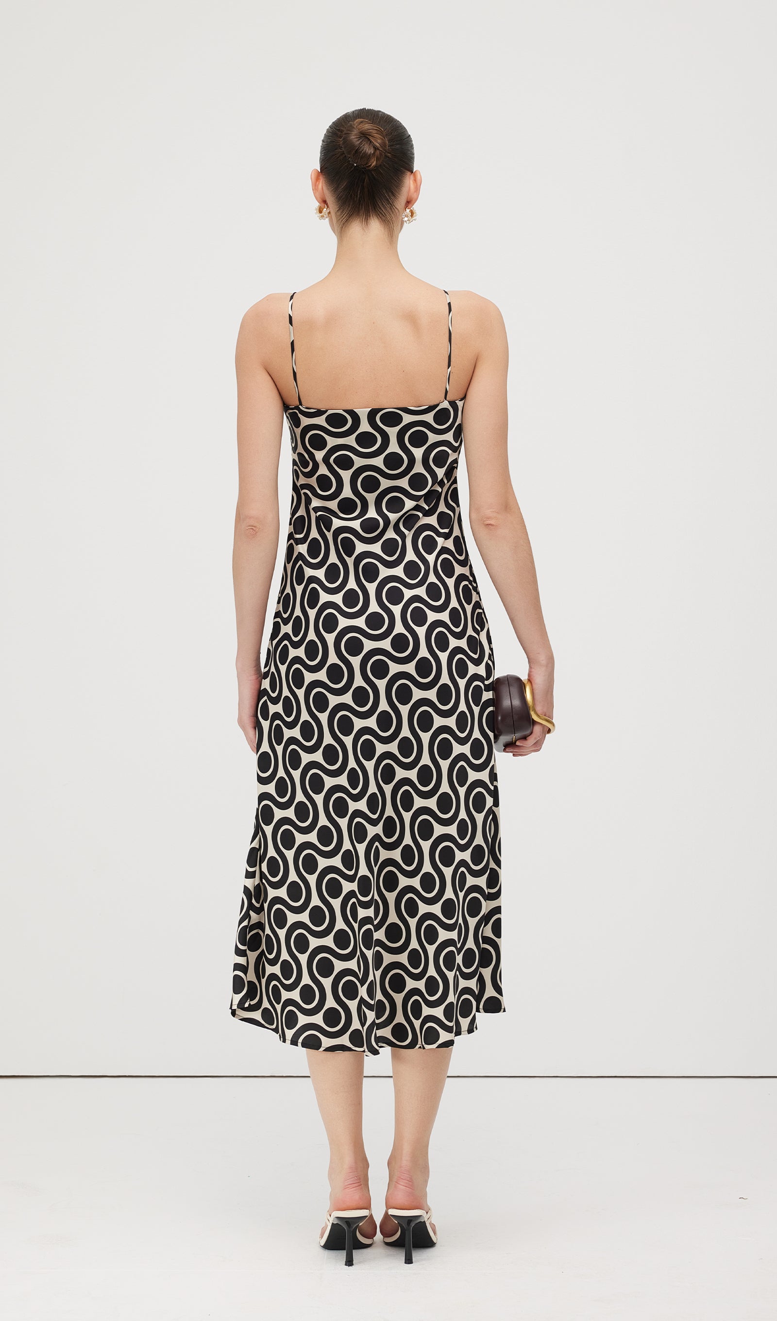 Black White Geometric Print Midi Dress