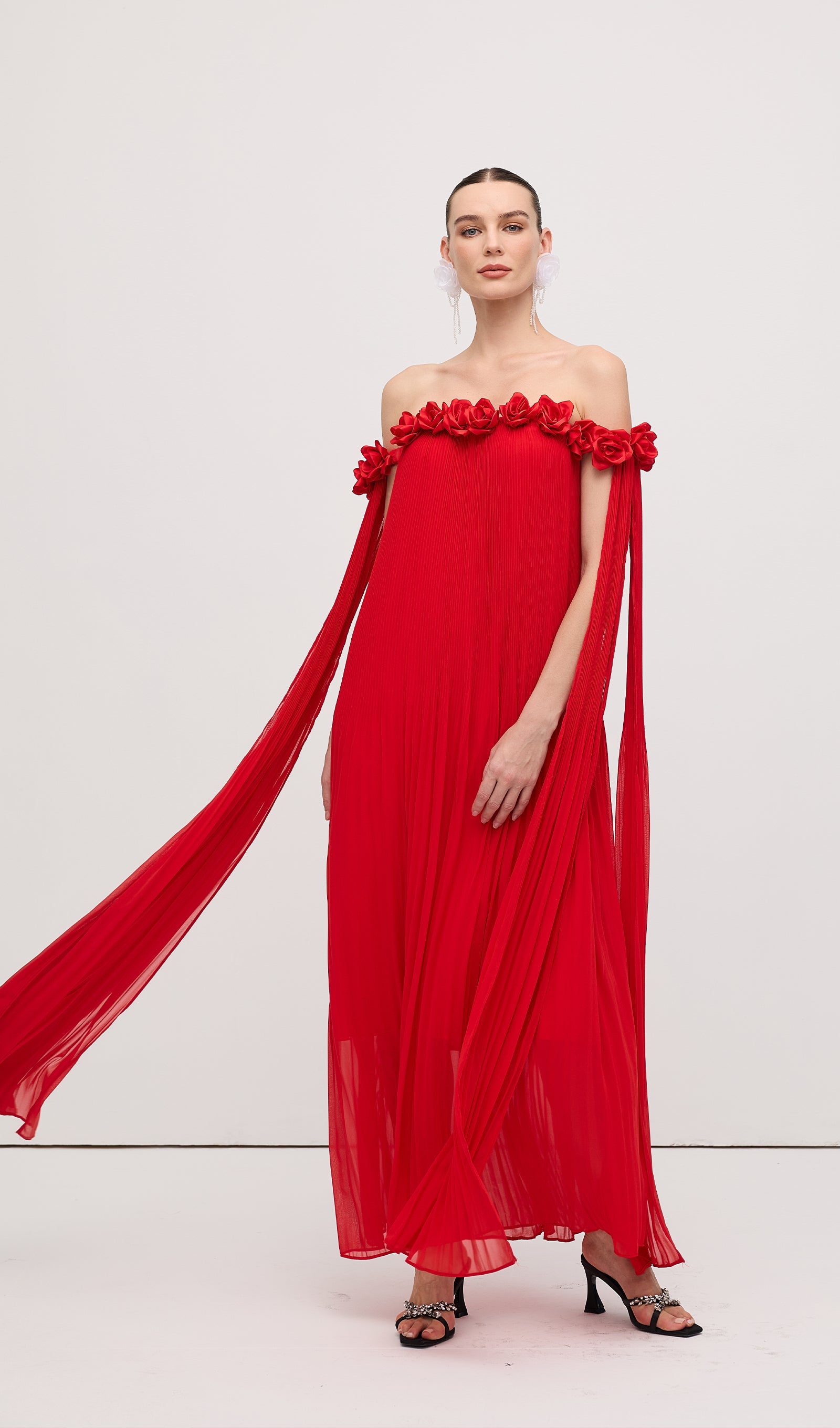 Off Shoulder Draped Maxi Dress
