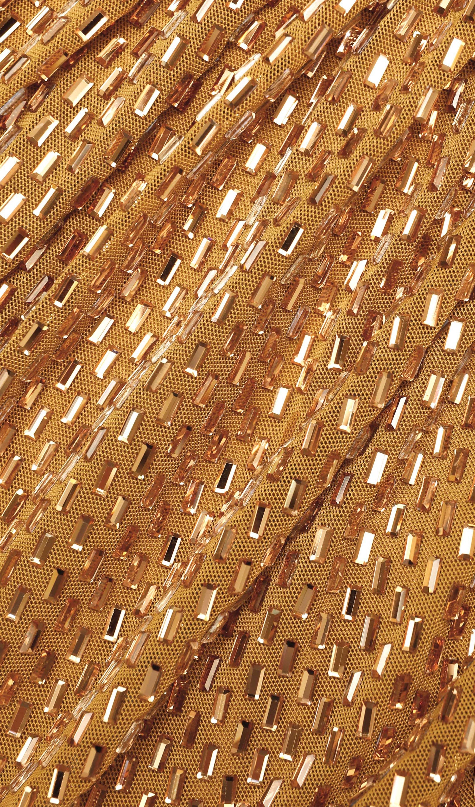 Gold Rhinestone Drape Midi Dress