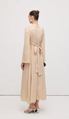 Solid Satin Long Sleeve Maxi Dress
