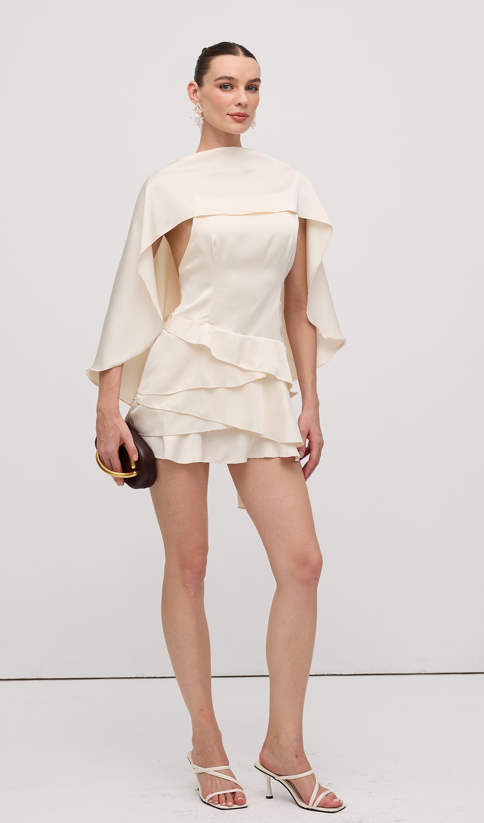 Satin Cape Two Piece Mini Dress