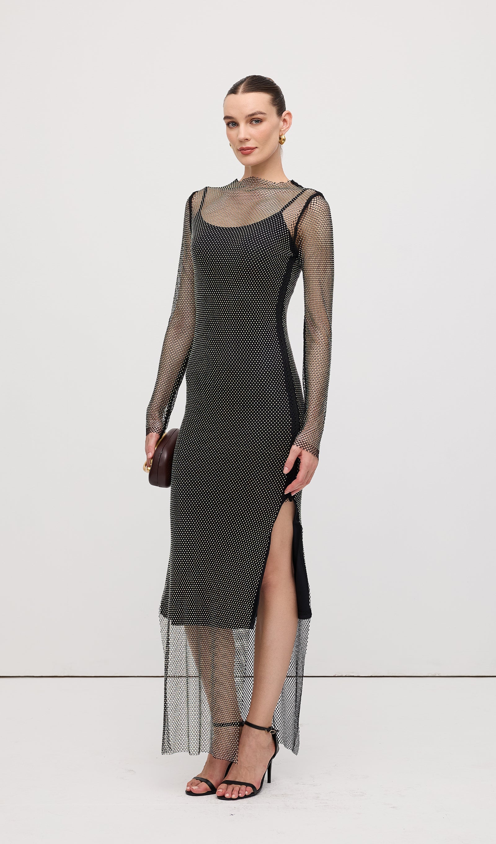 Mesh With Monochrome Maxi Dress