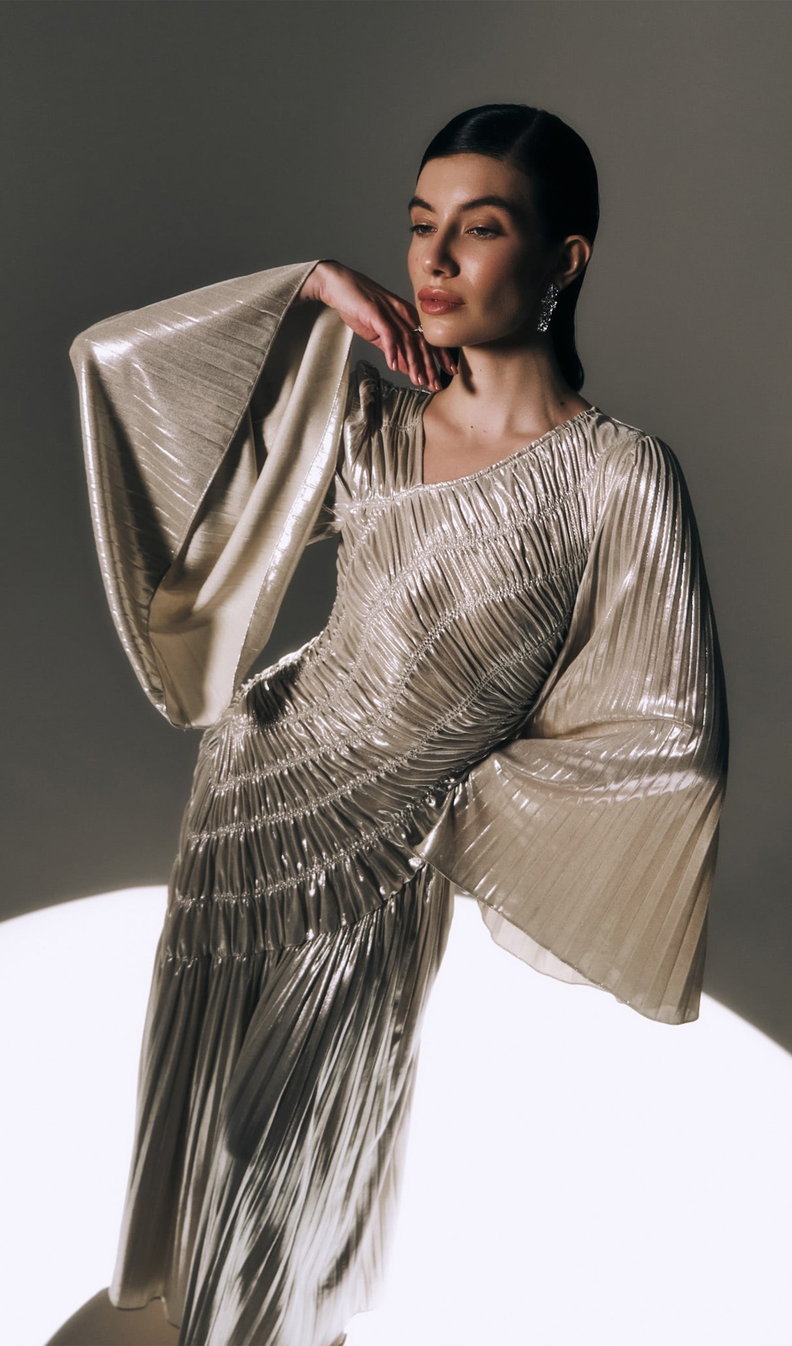 Metallic Maxi Dress In Silver