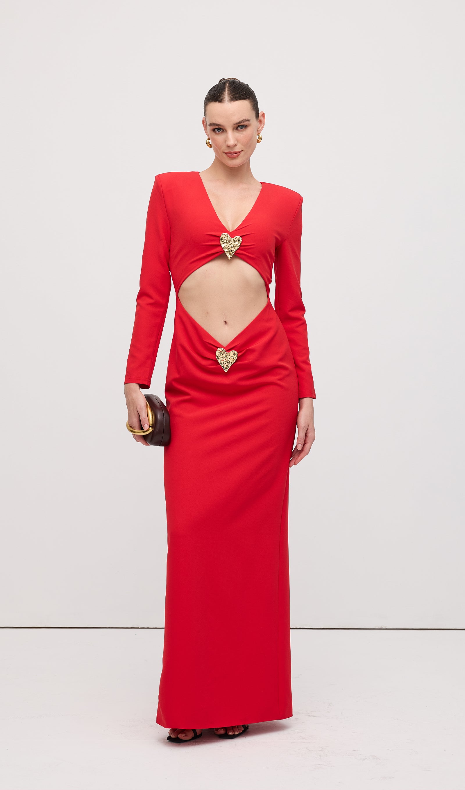 Heart Jewel Details Maxi Dress