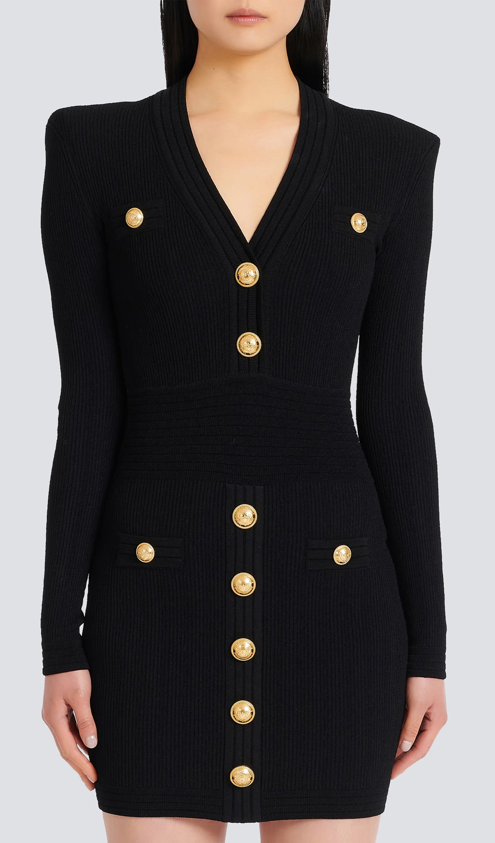 V Neck Knitted Mini Dress