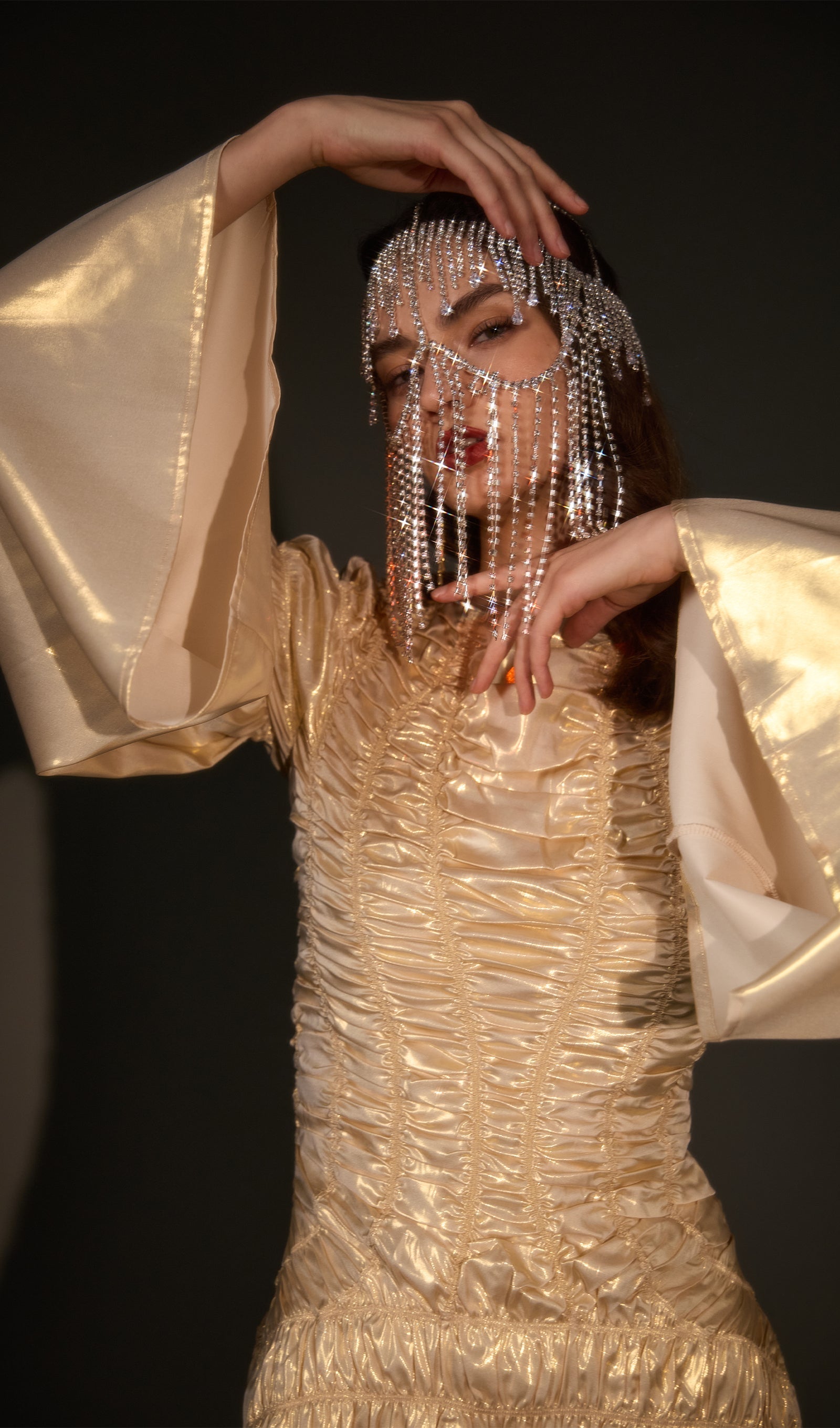 Sparkling Rhinestone Fringe Drop Mask