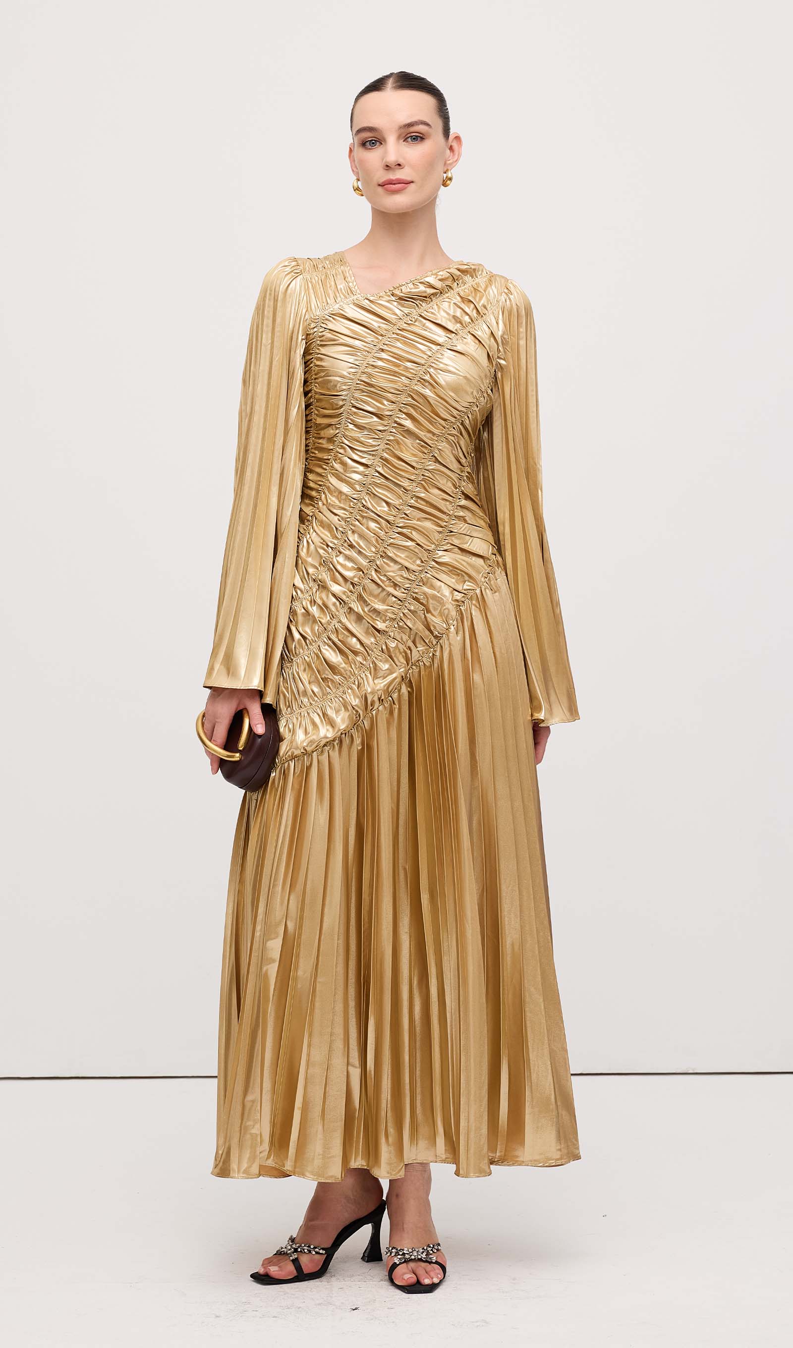Metallic Maxi Dress Gold