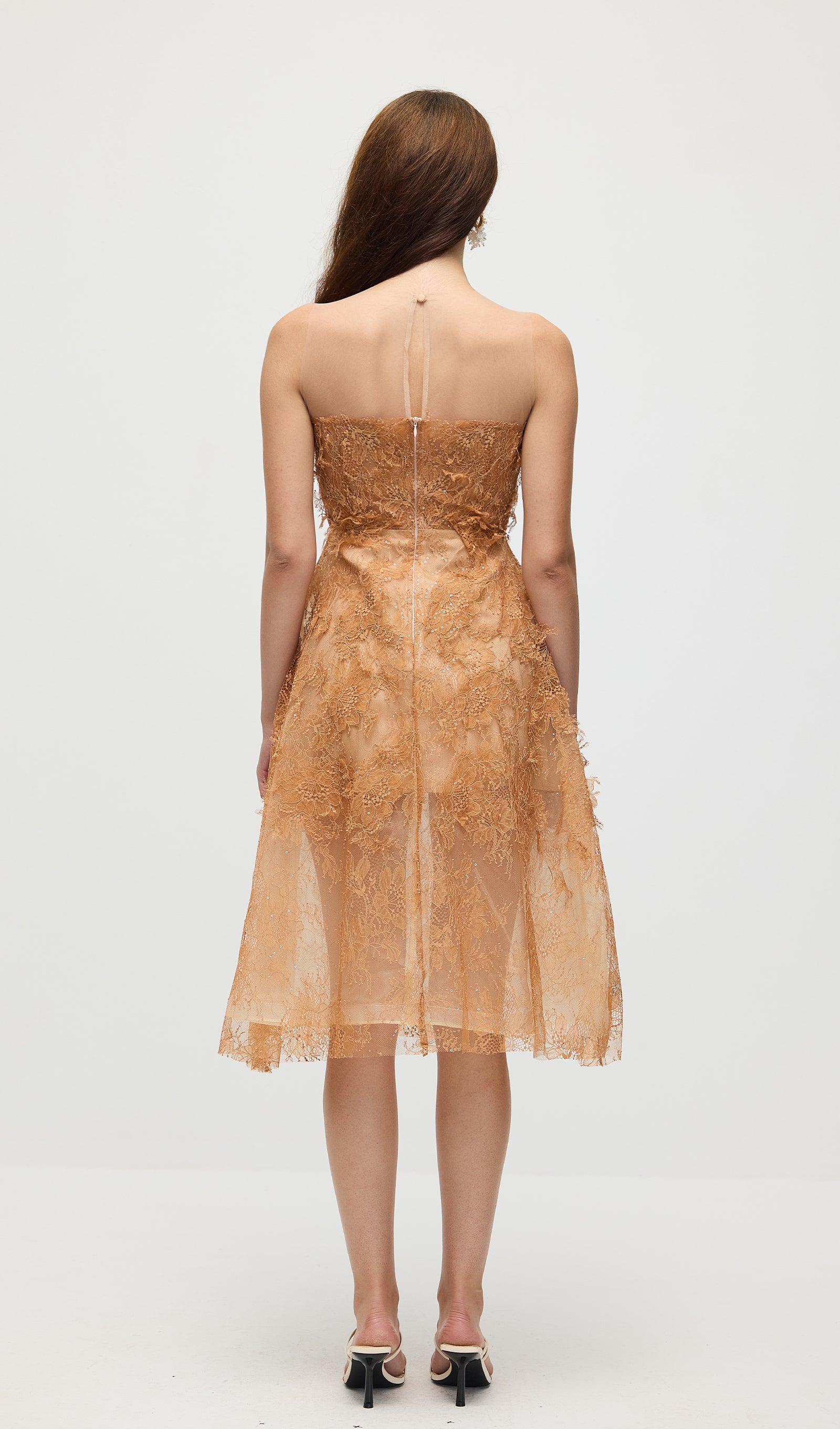 Sleeveless Embroidered Sequin Midi Dress