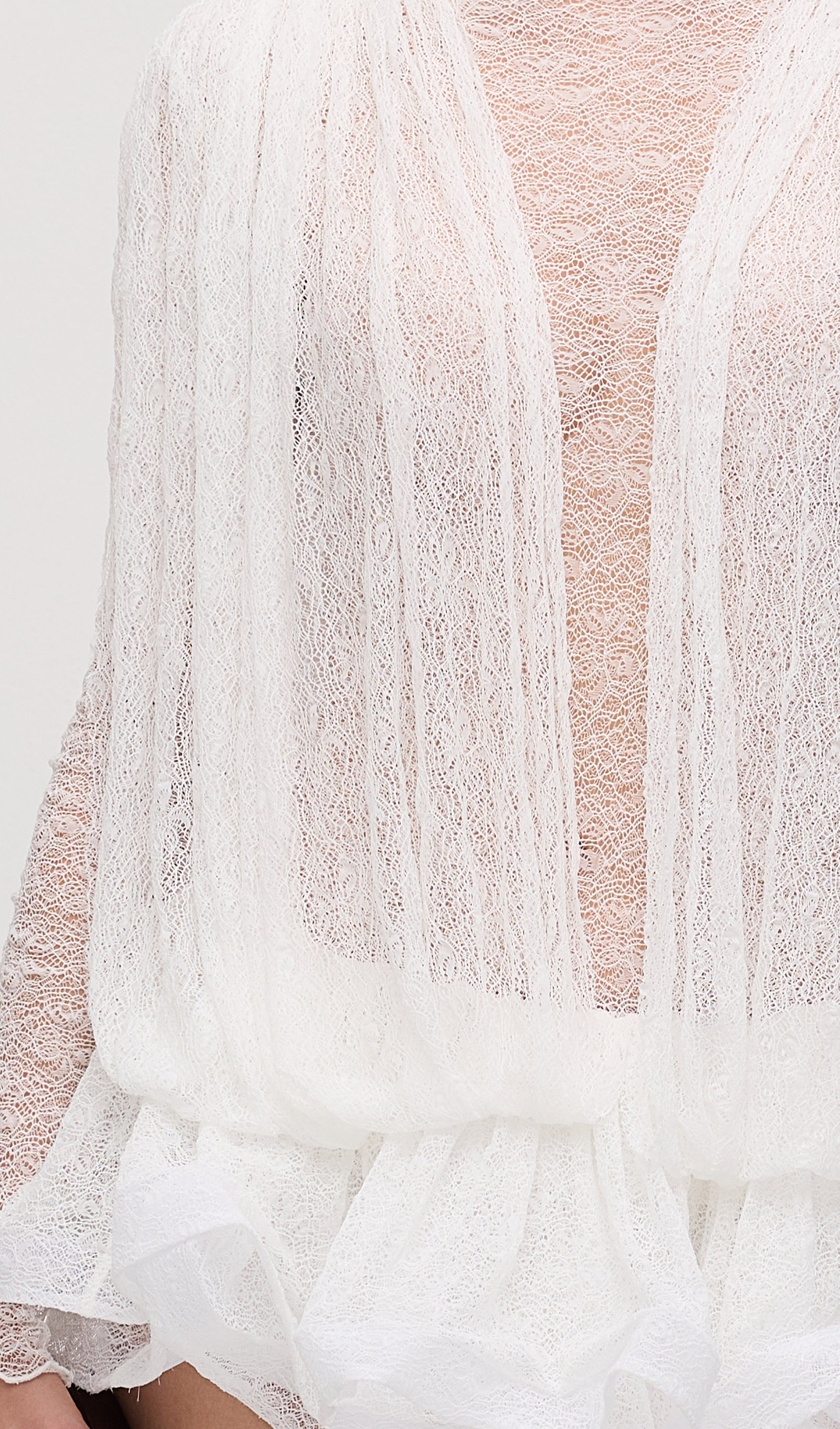 Lace Semi Sheer Ruffled Mini Dress