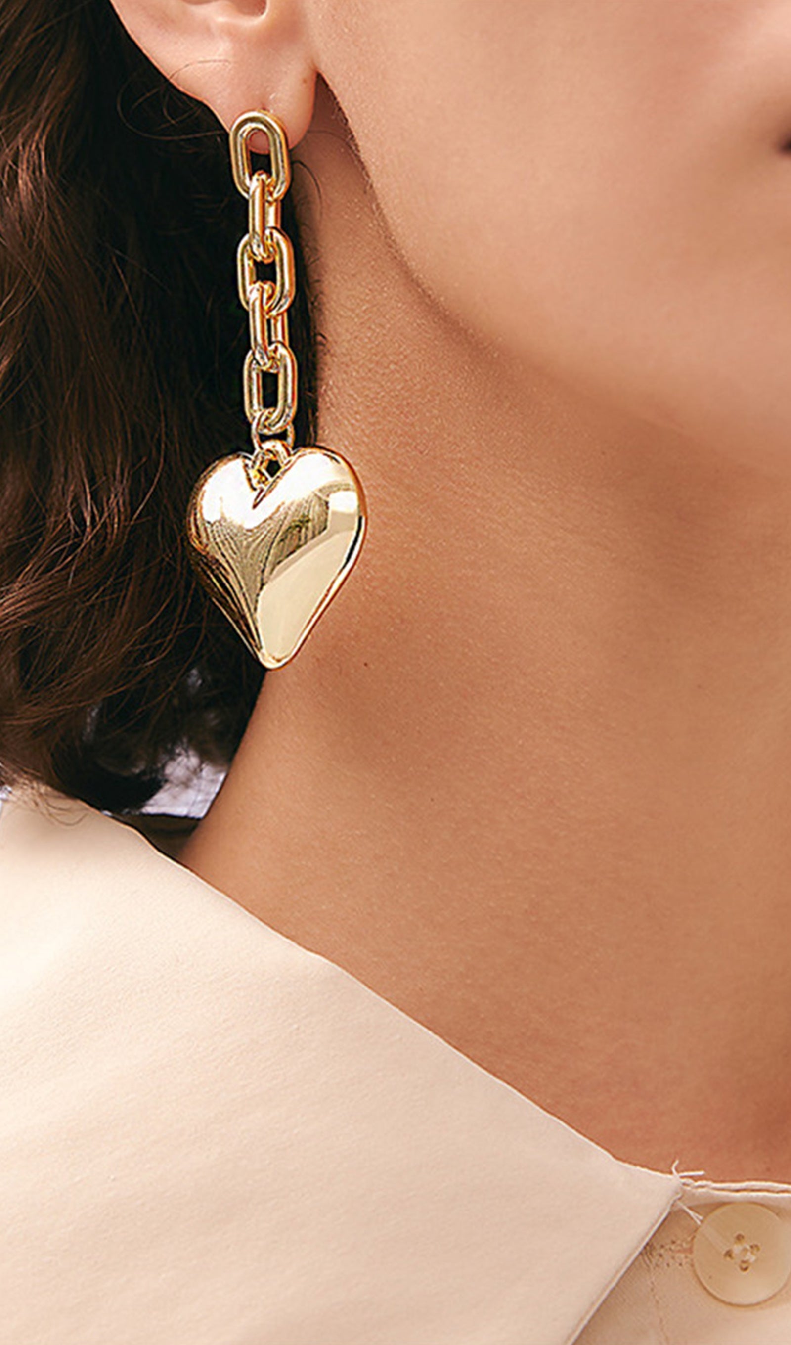 Chain Heart Dangle Drop Earrings