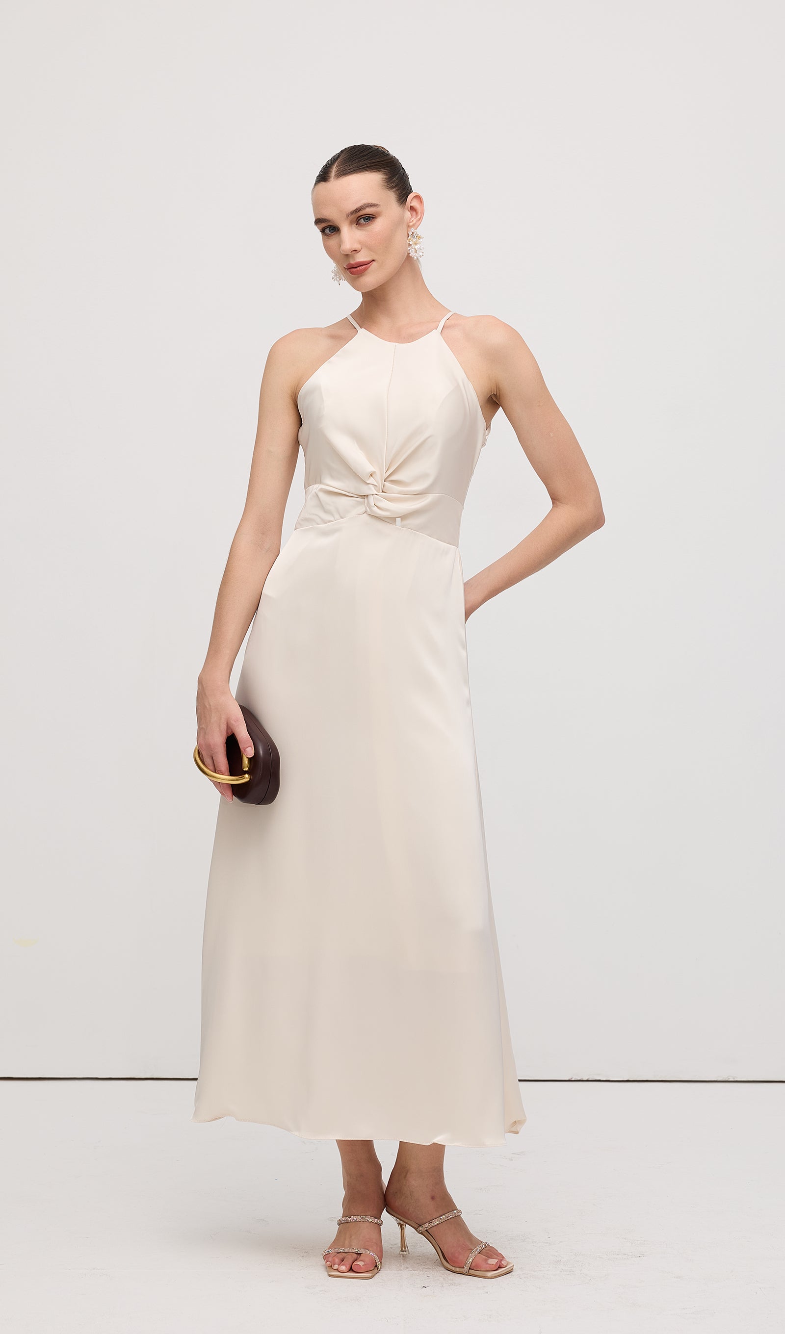 Sleeveless Satin Midi Dress