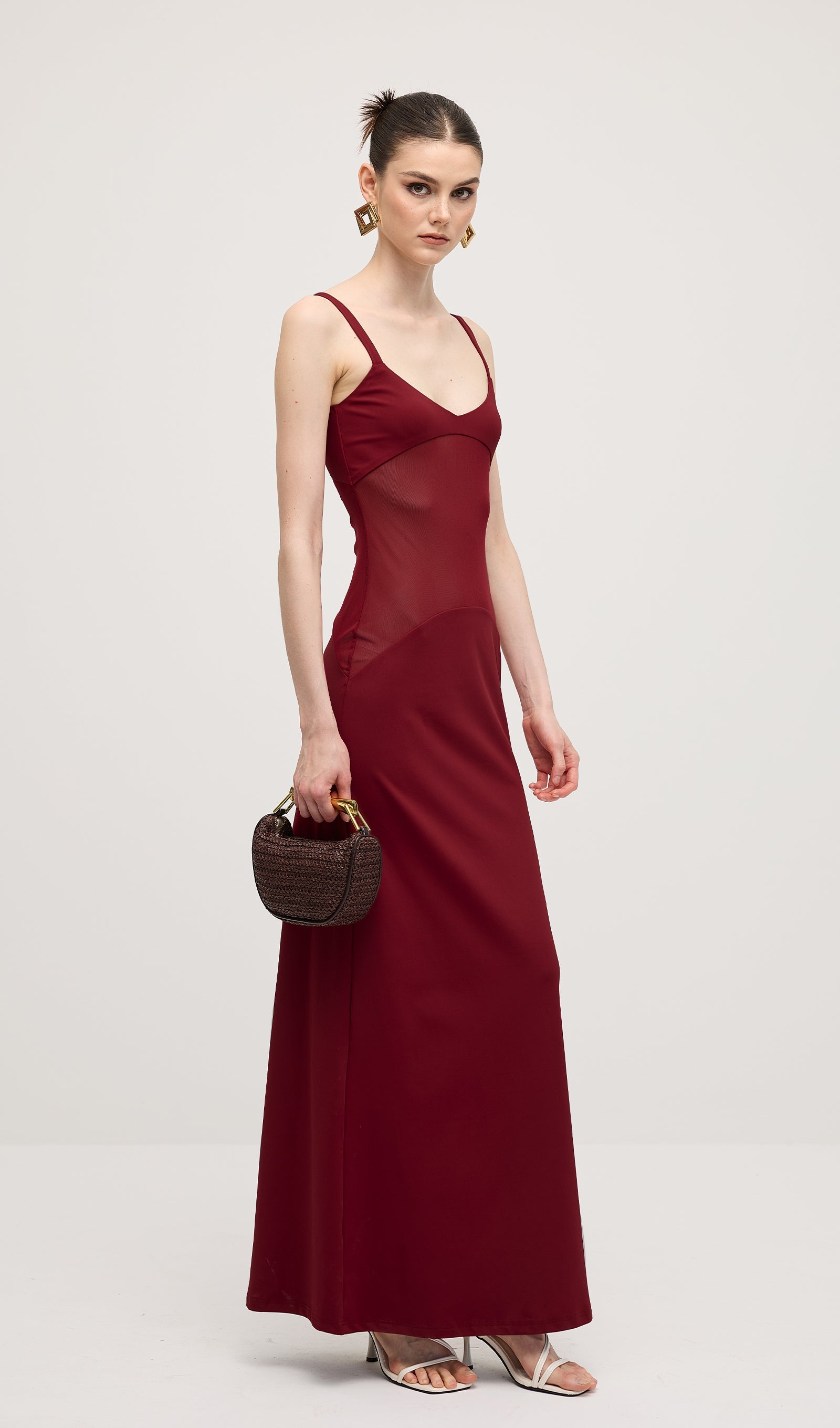 Red Sheer Knit Curve Maxi Dress