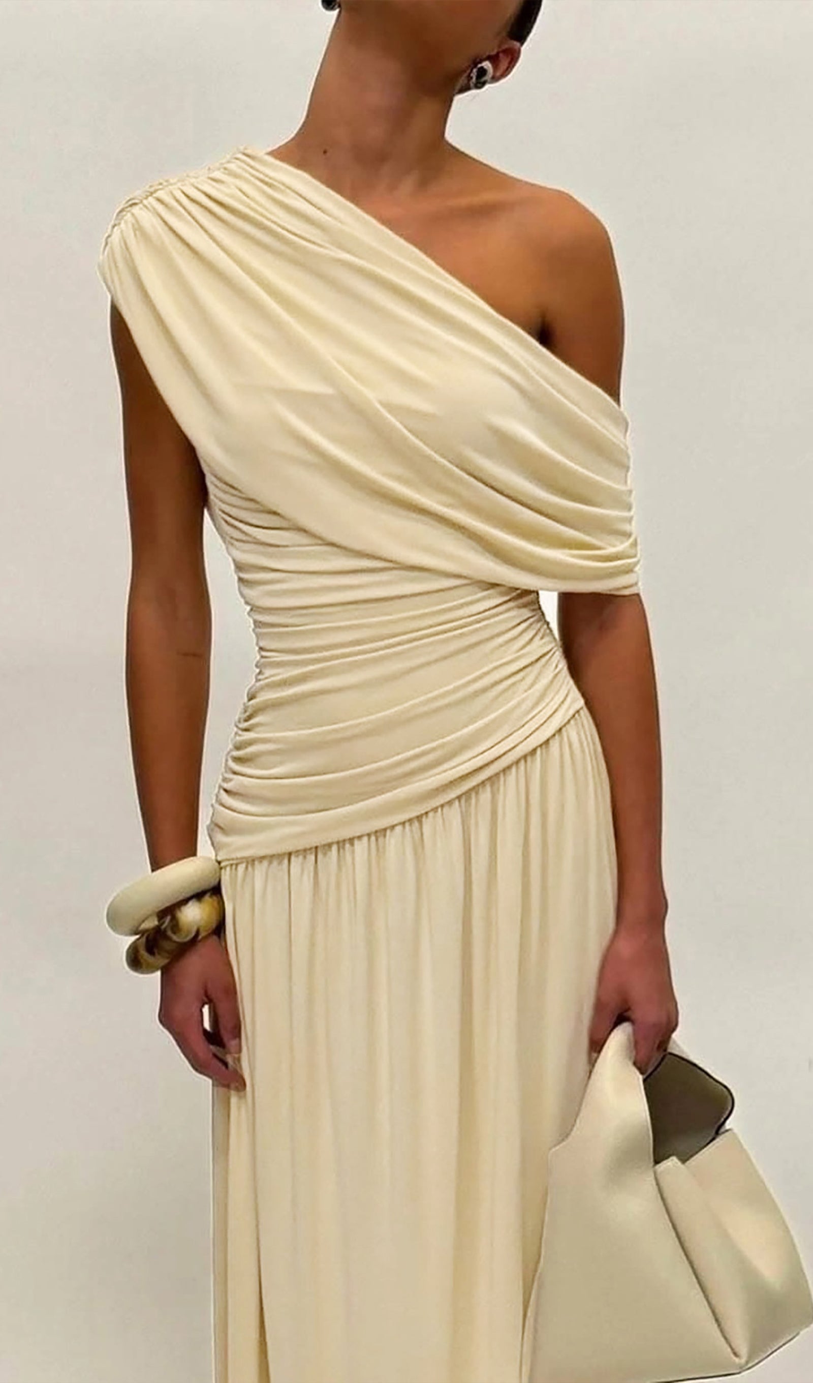 Off Shoulder Pleated Maxi Dress