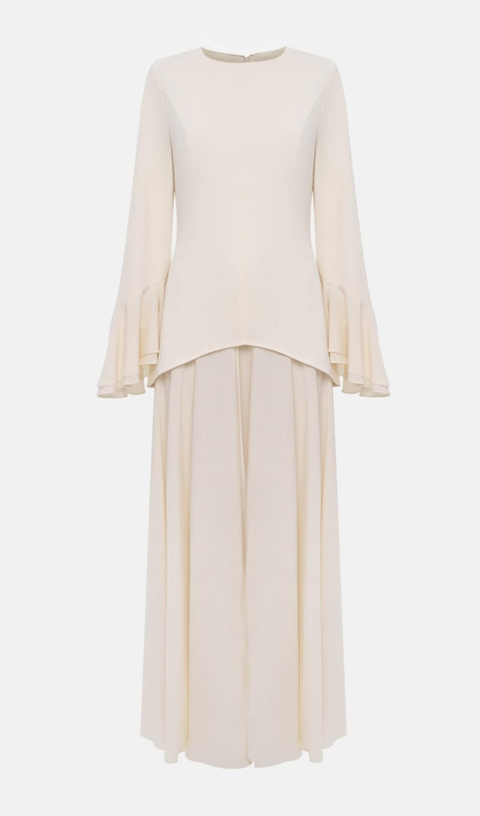 Asymmetrical Draped Bodice Ruffle Maxi Dress