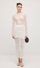 Hollow Out Drawstring Maxi Skirt