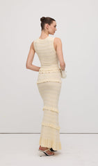 Solid Ruffled Knit Maxi Dress