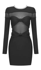 Mesh Panels Mini Dress