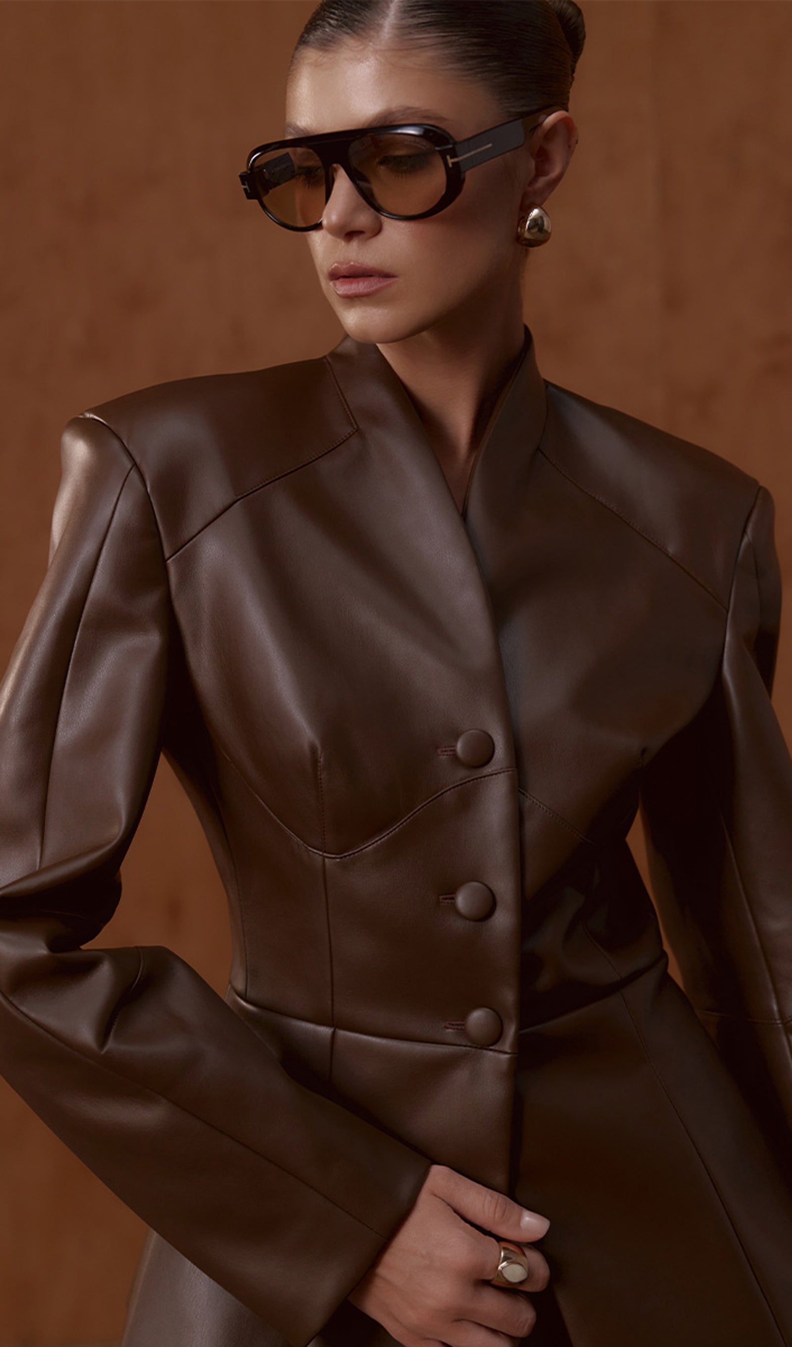 Faux Leather Jacket & Midi Skirt Set