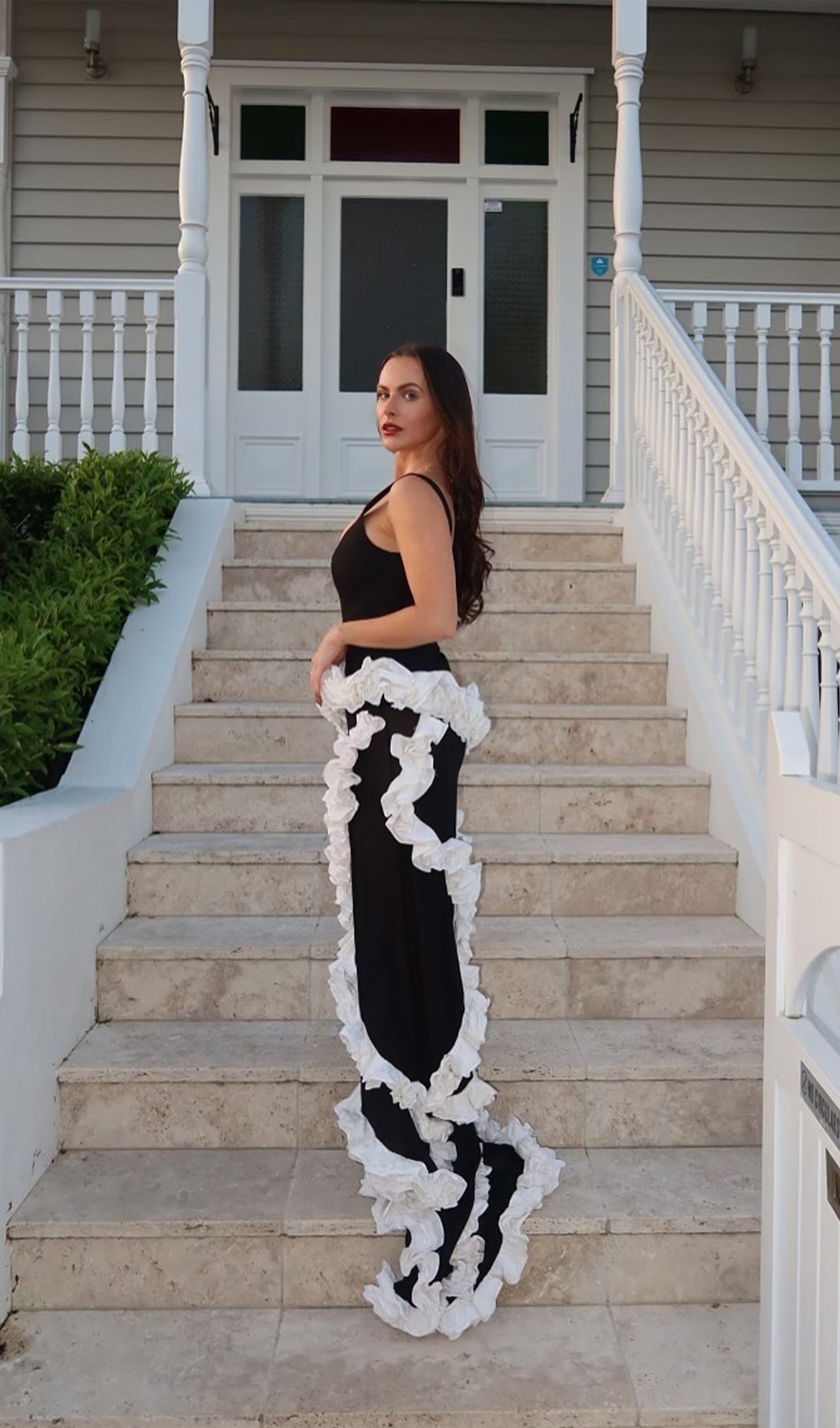 Wisteria Gown Maxi Dress In Black & White