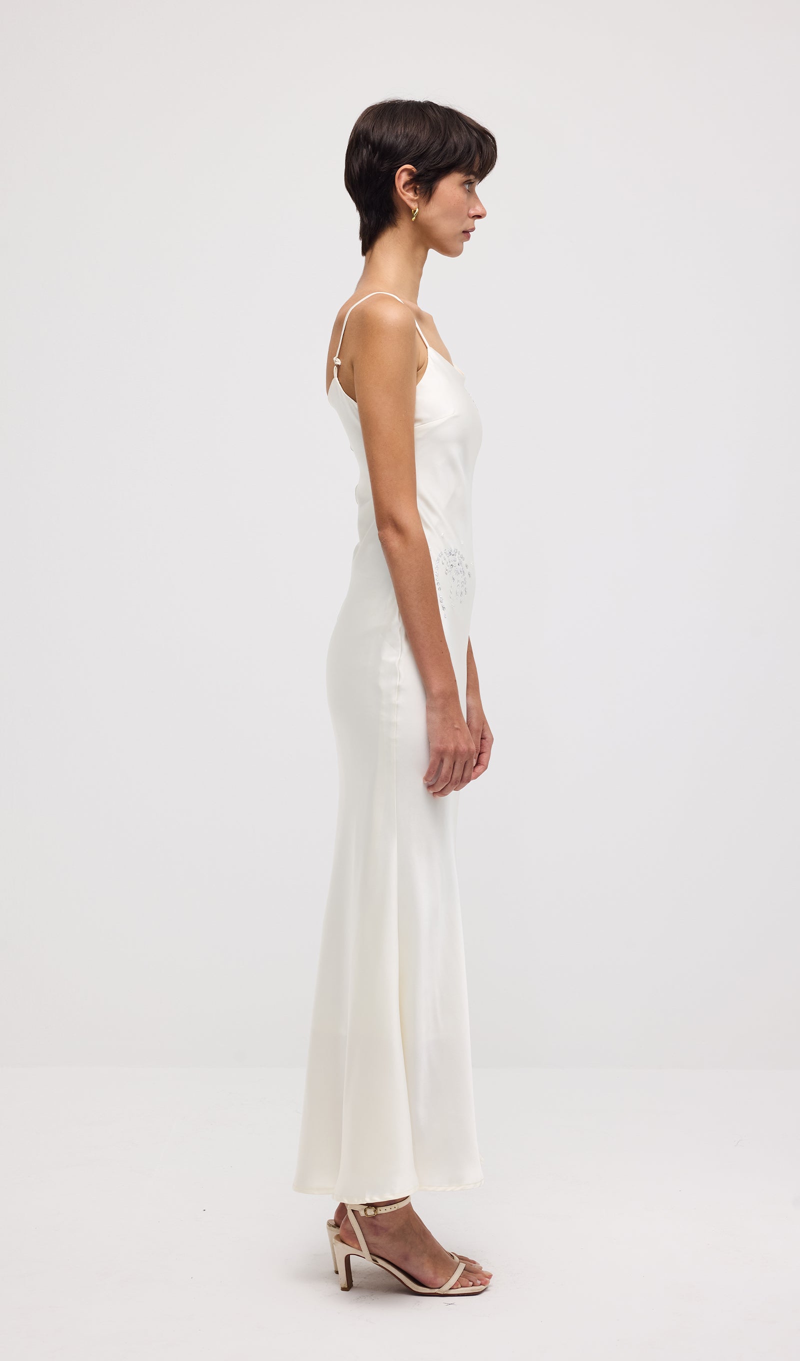 Solid Satin Sleeveless Maxi Dress