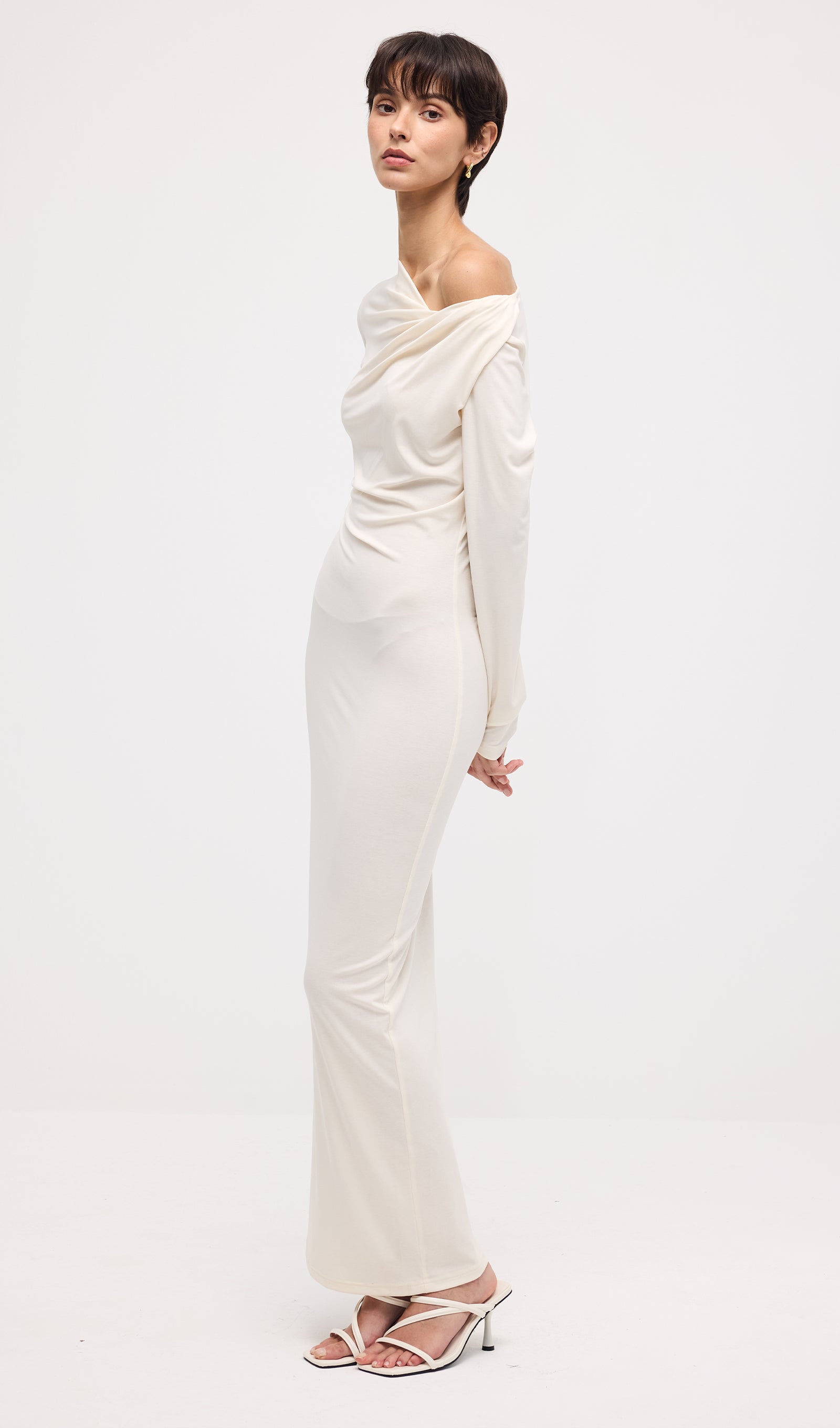 Draped Twist Knit Maxi Dress