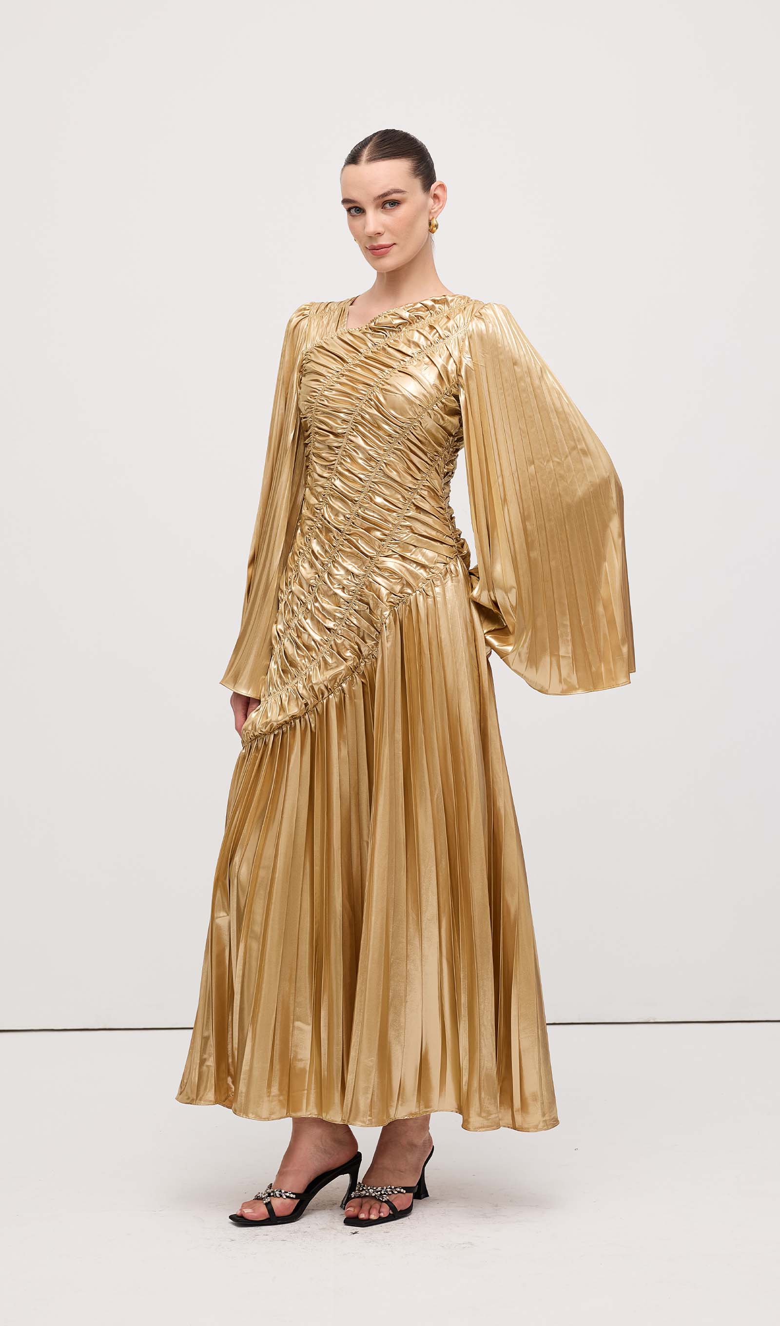 Metallic Maxi Dress Gold