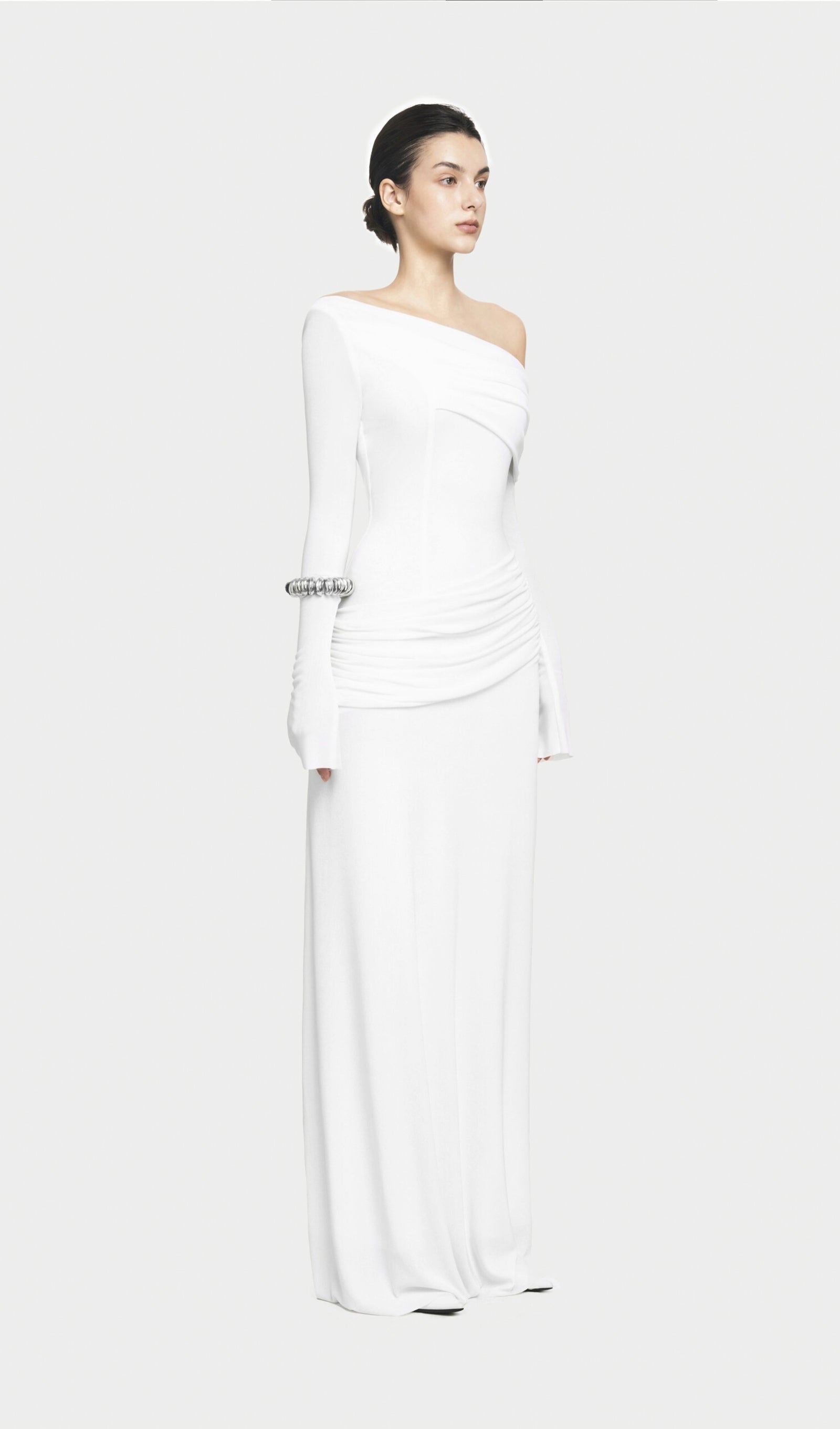 Single Jersey Knit  Draped Maxi Dress