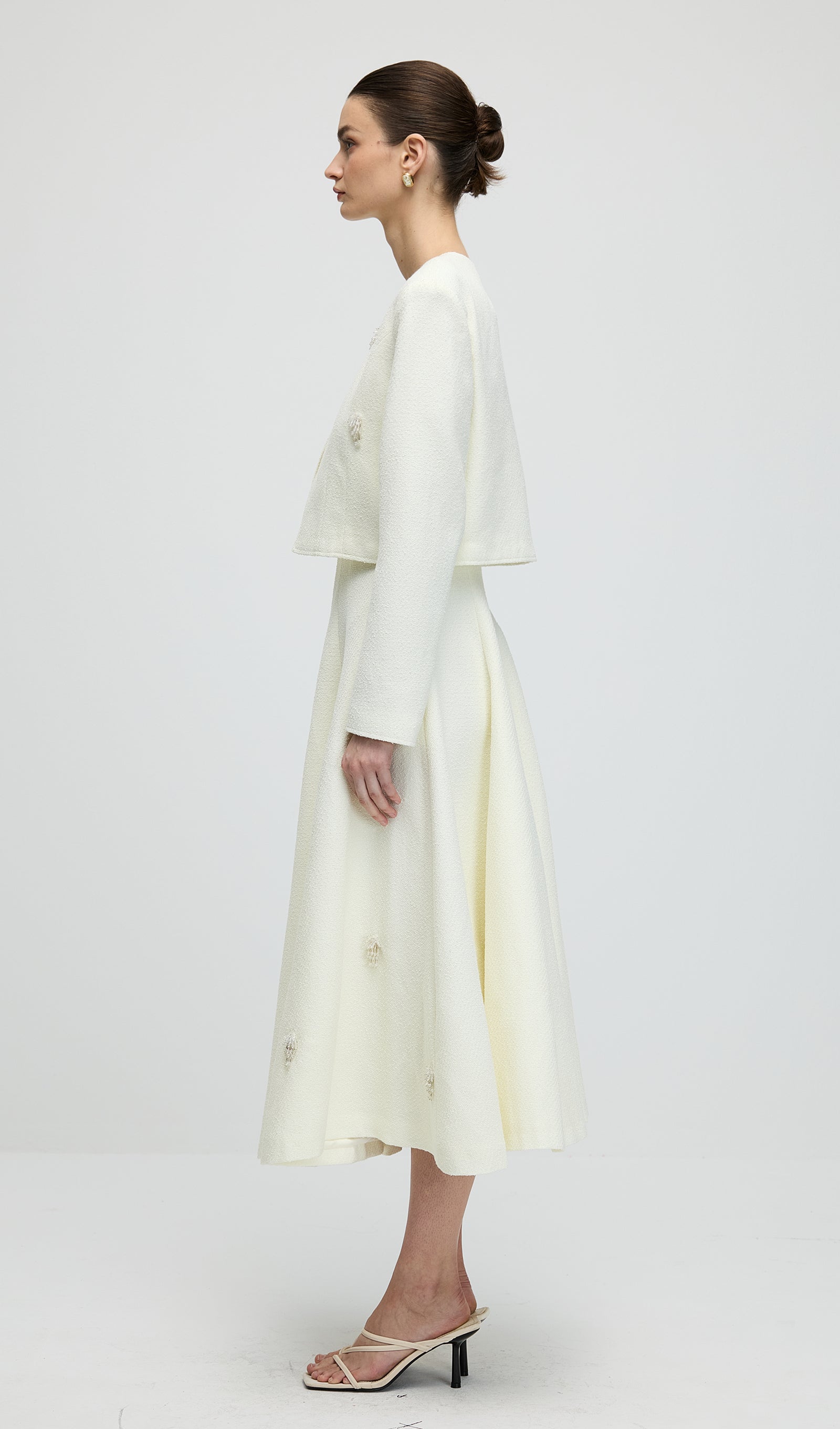 Long Sleeve Tweed Midi Dress Set