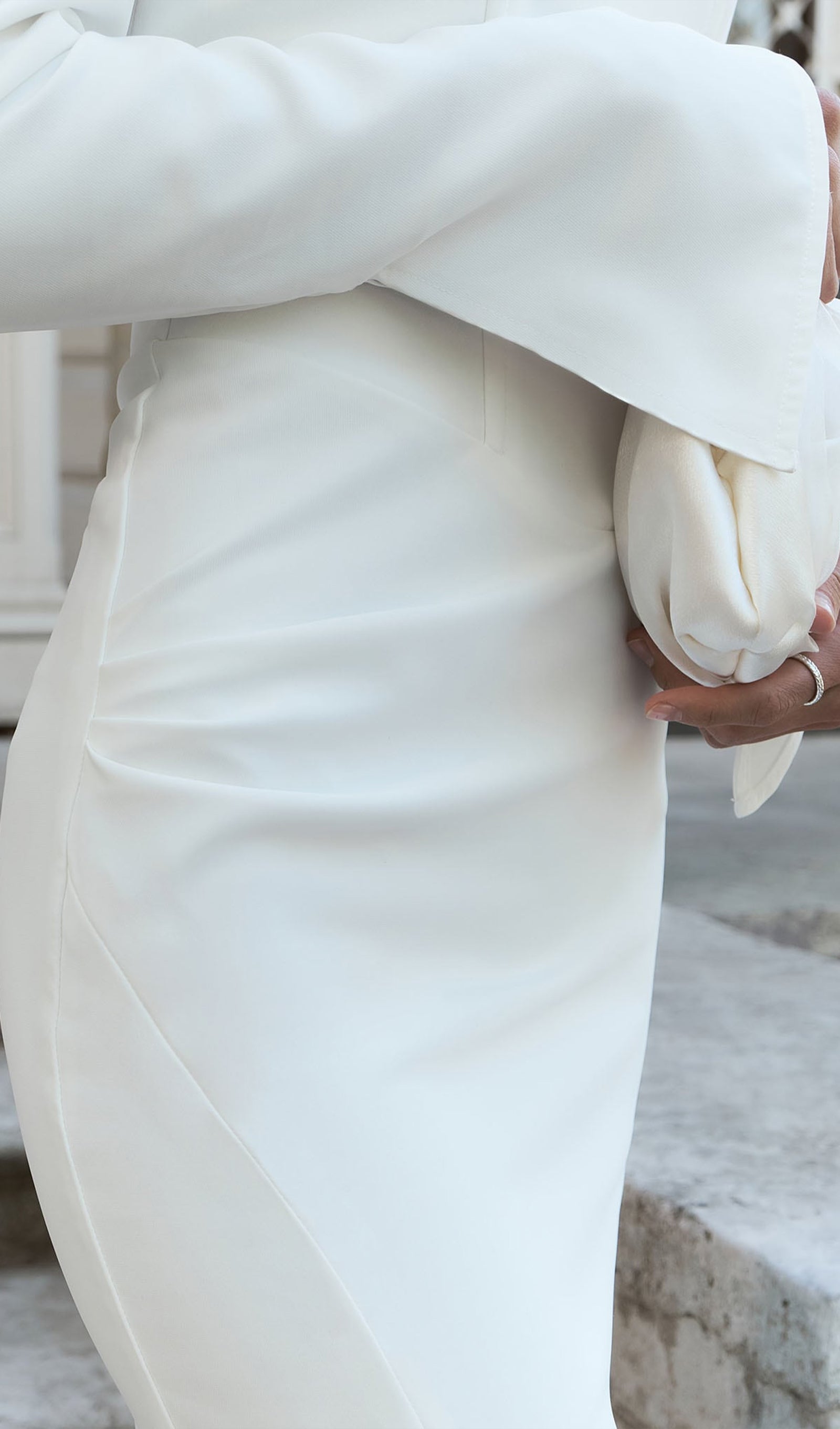 Solid Open Shoulders And Slit Midi Dress