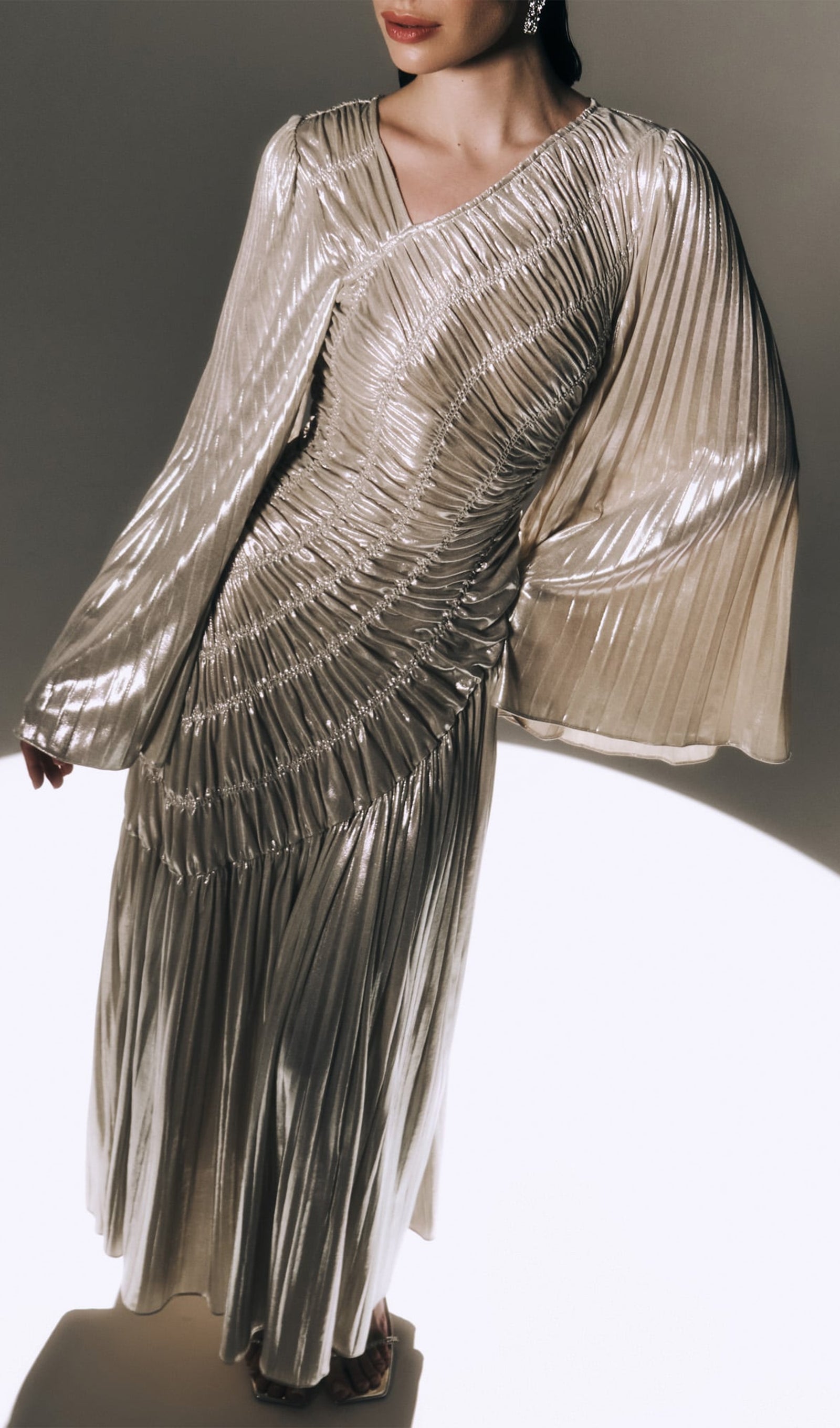 Metallic Maxi Dress In Silver