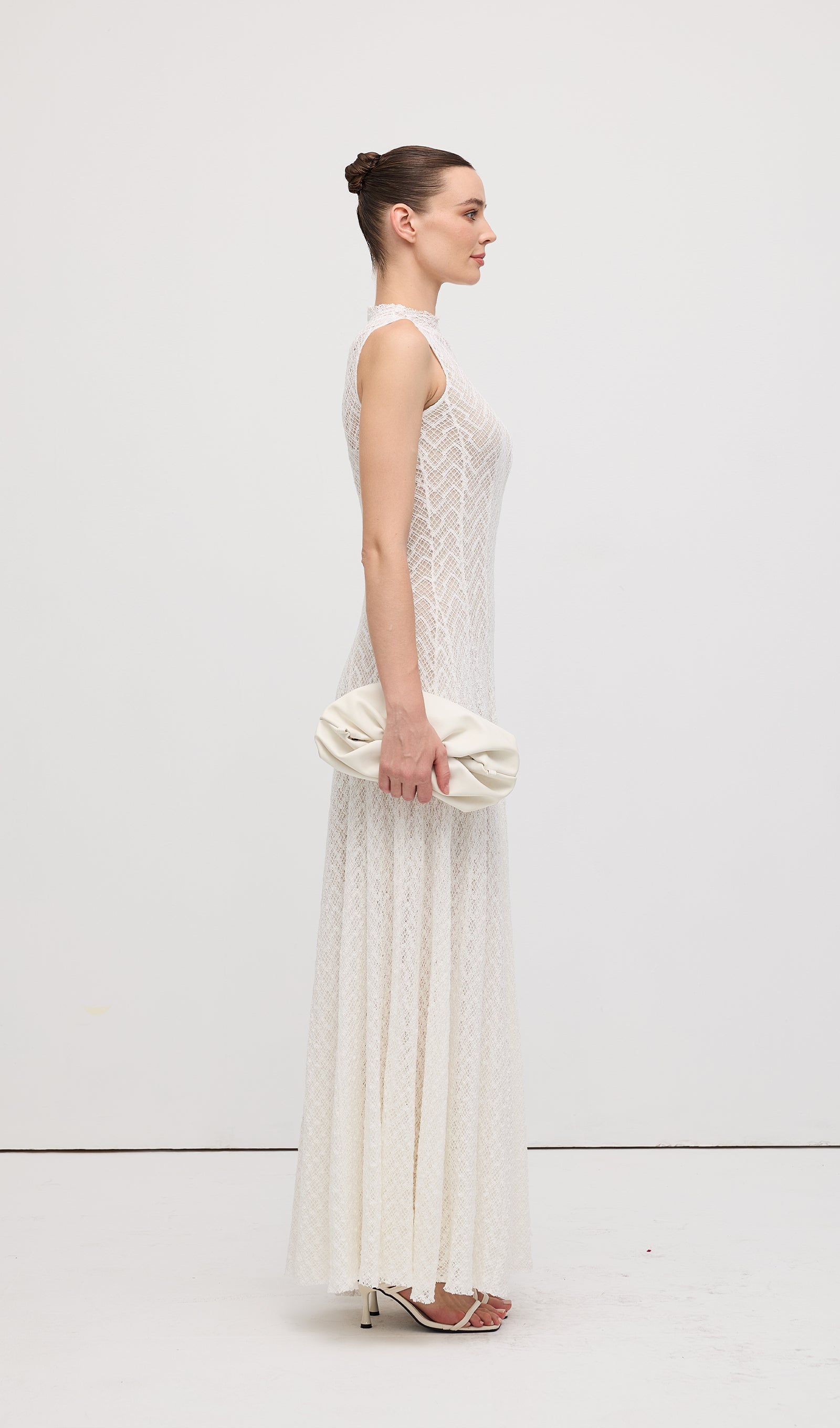 Solid Pointelle Sleeveless Maxi Dress