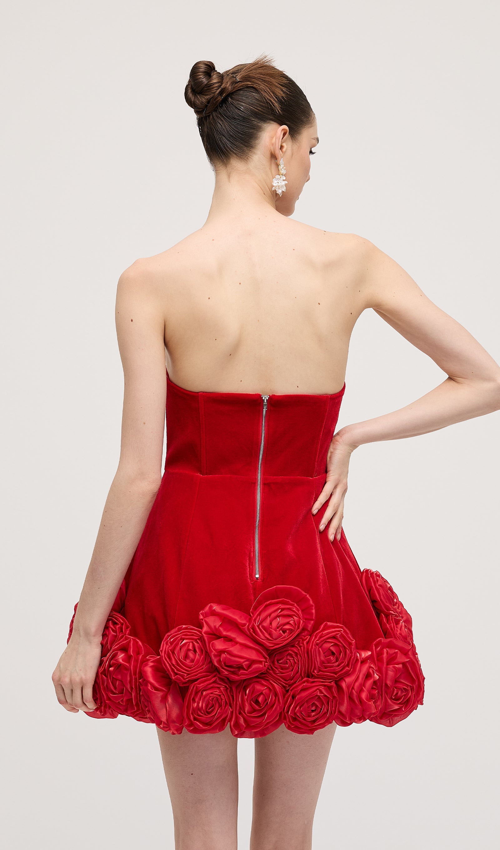 Off Shoulder Flower Mini Dress In Red