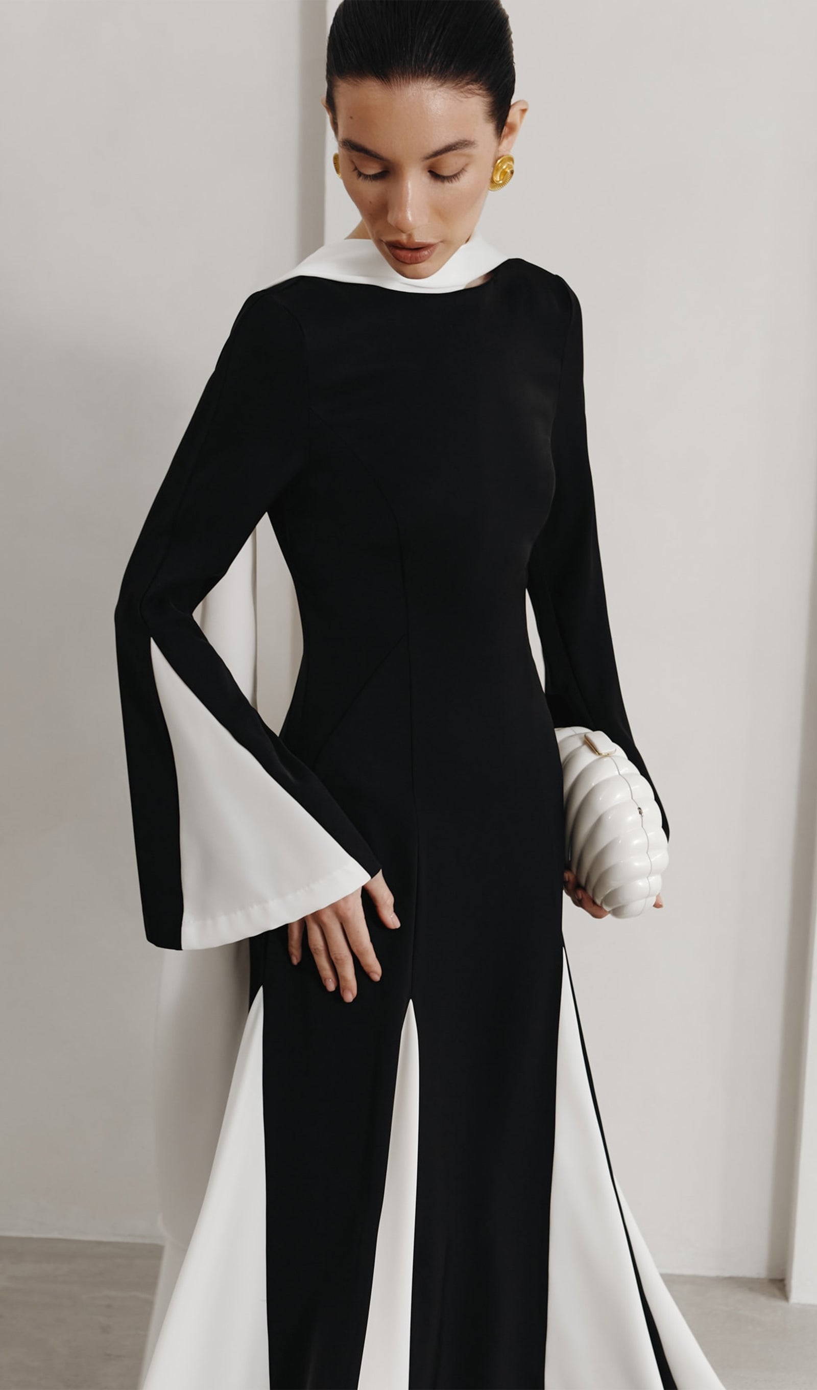 Knitted Triangular Inserts Maxi Dress