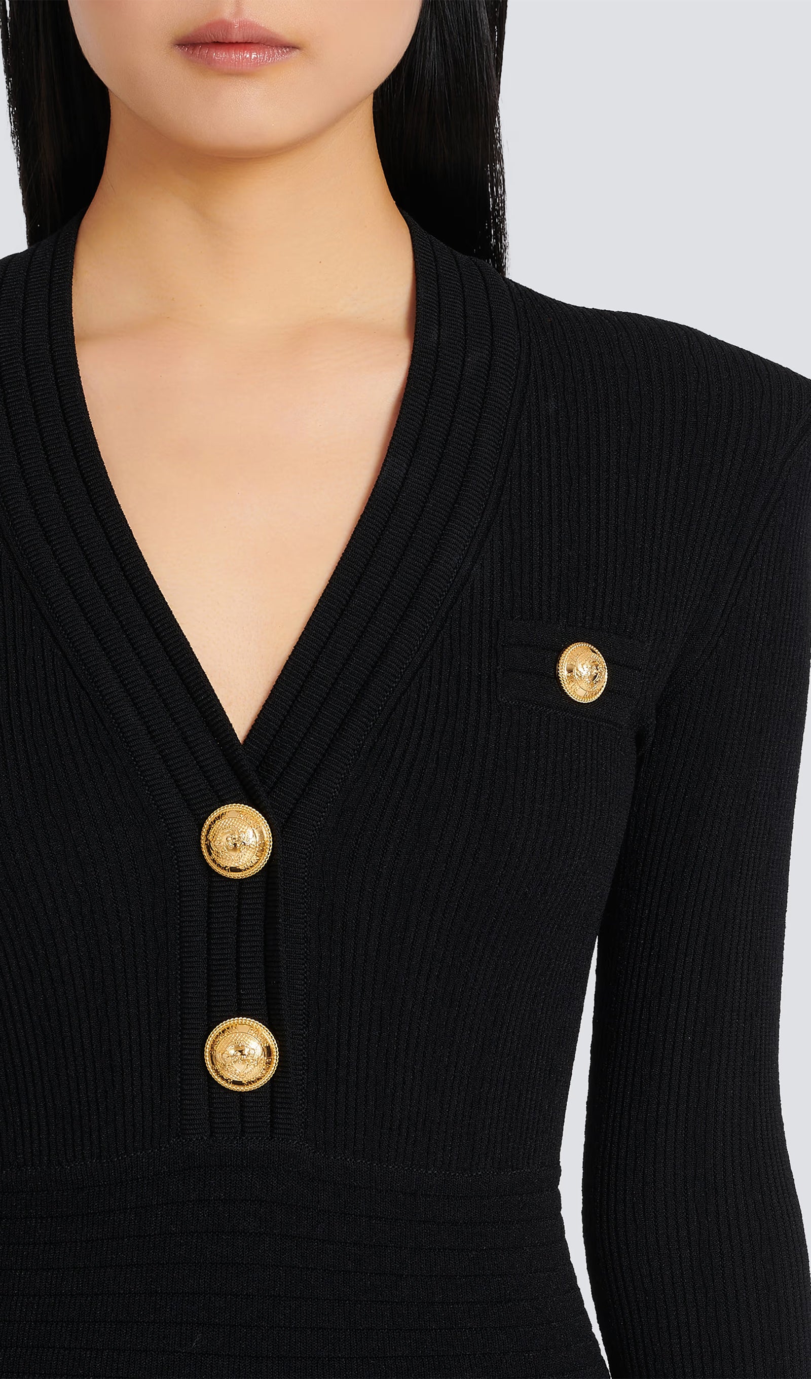 V Neck Knitted Mini Dress