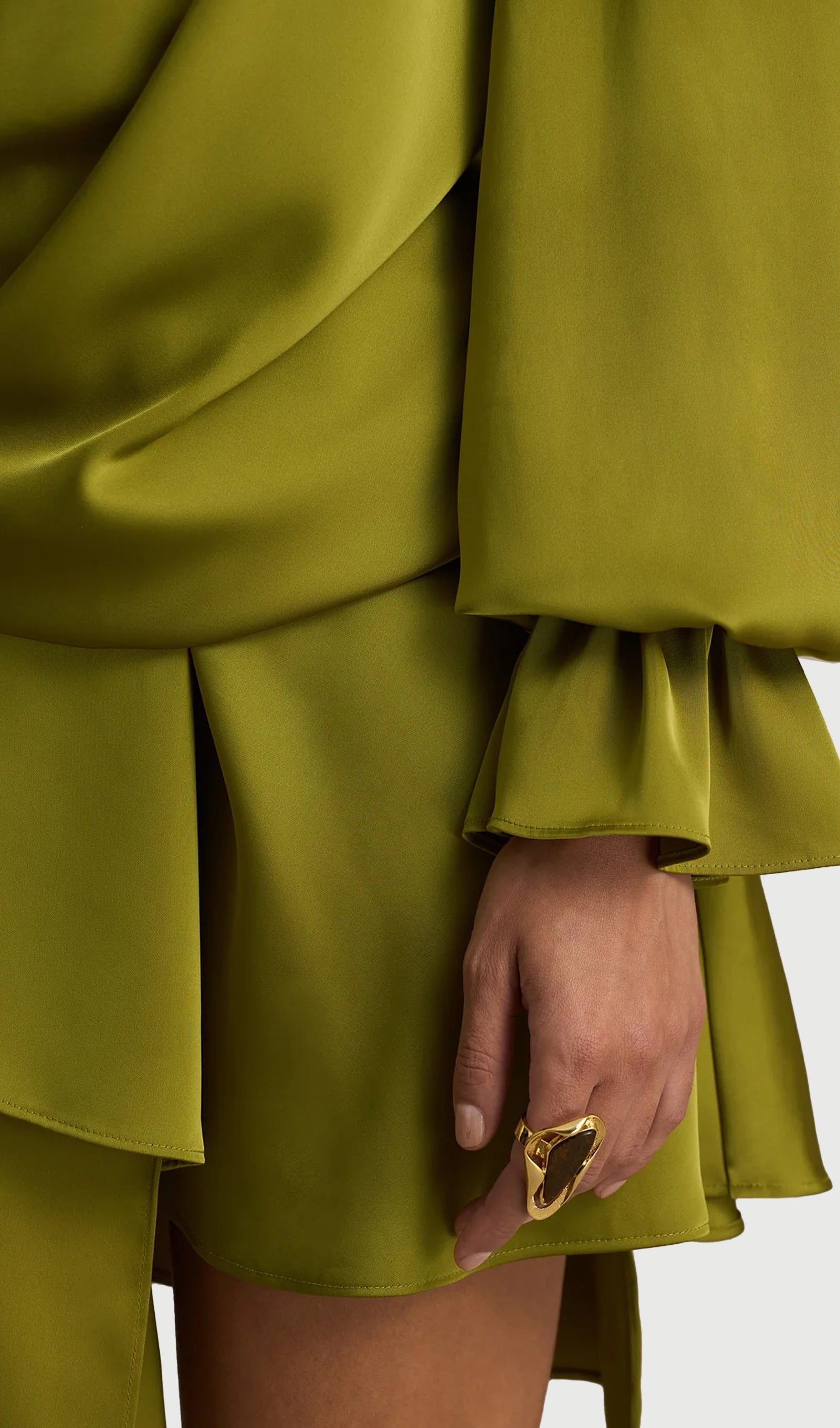 Satin Plunge-Neck Micro Mini Dress