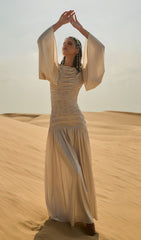 Metallic Elasticated Gathers Maxi Dress