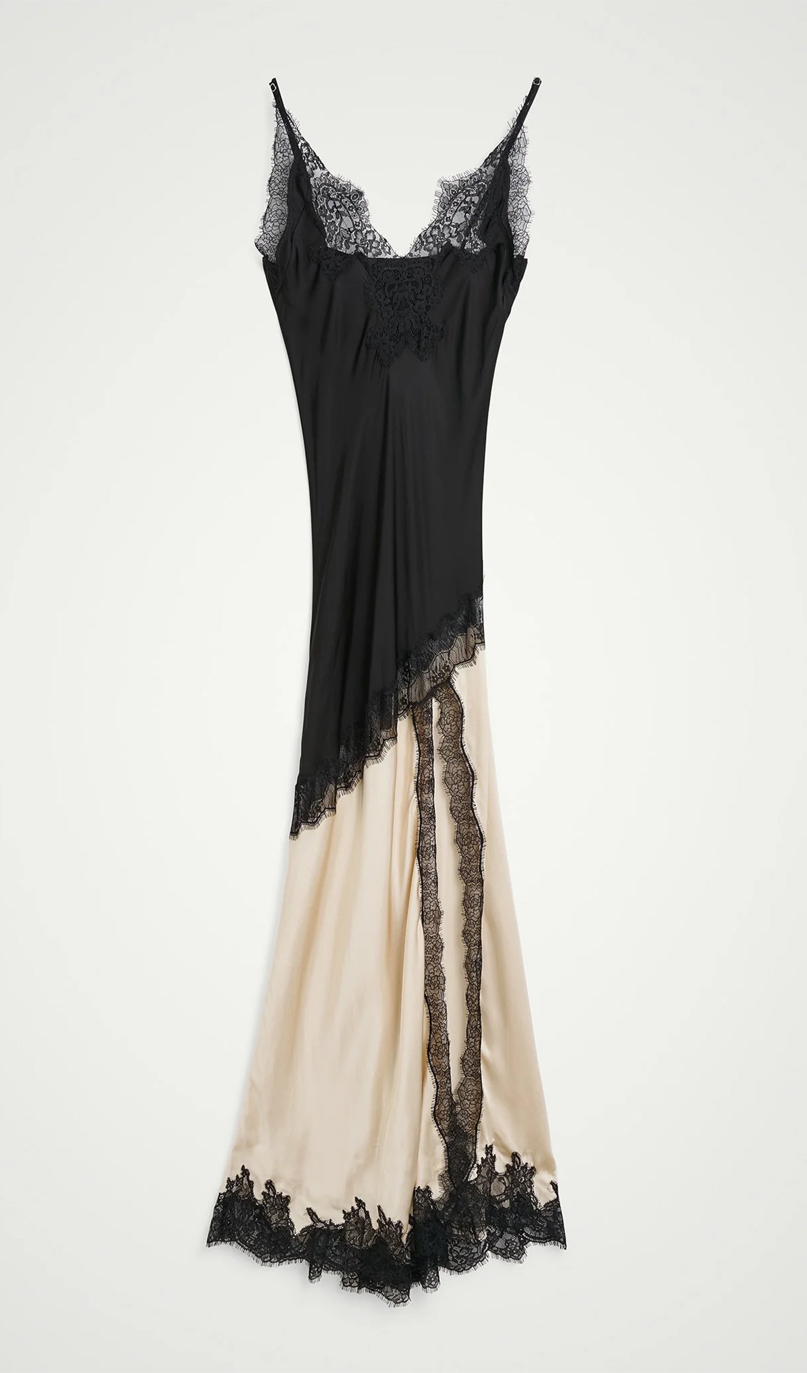 Diagonal Lace Slit Maxi Dress