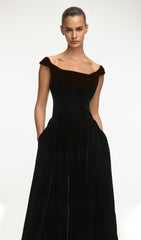 Black Velvet Evening Gown