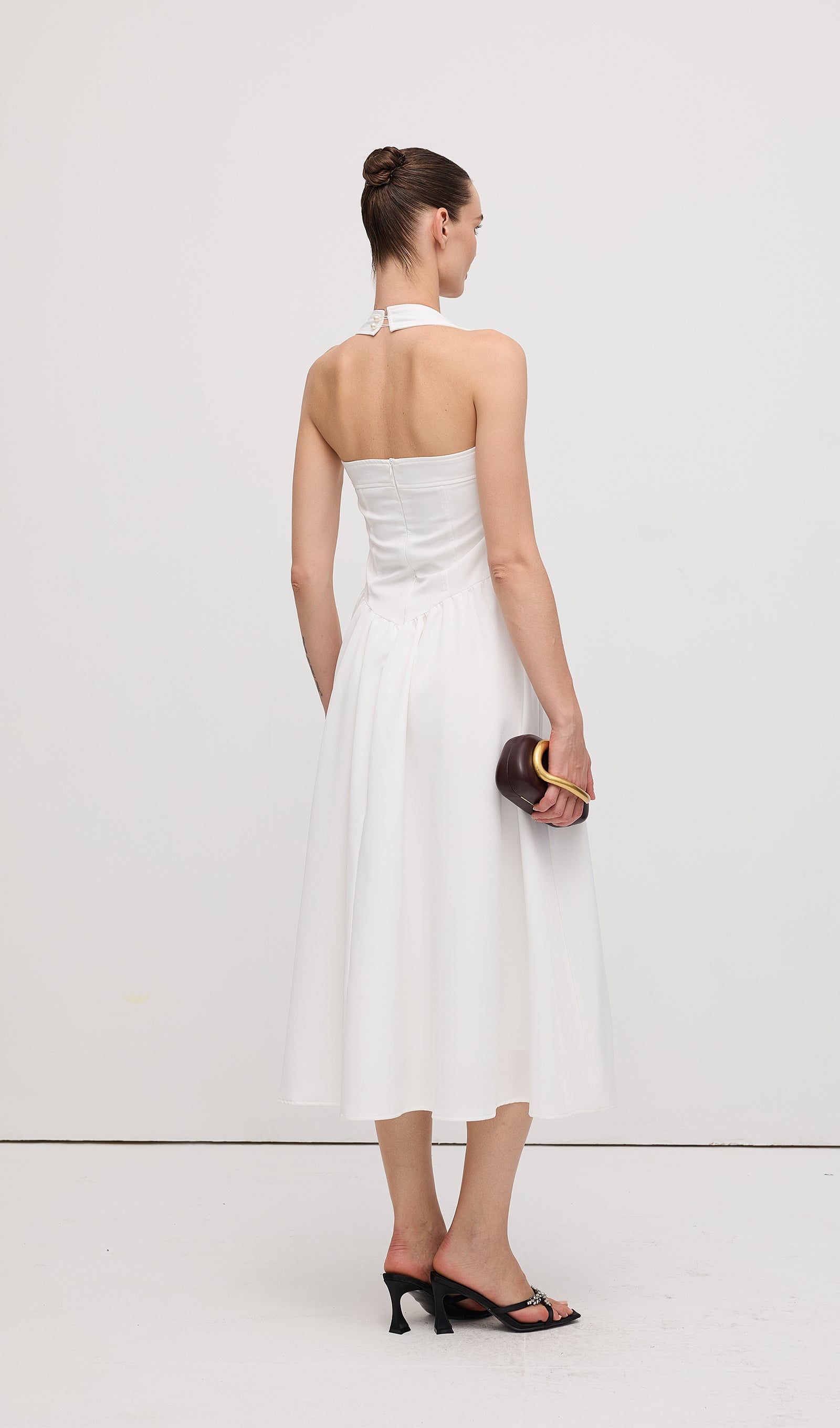 Solid Halter Midi Dress