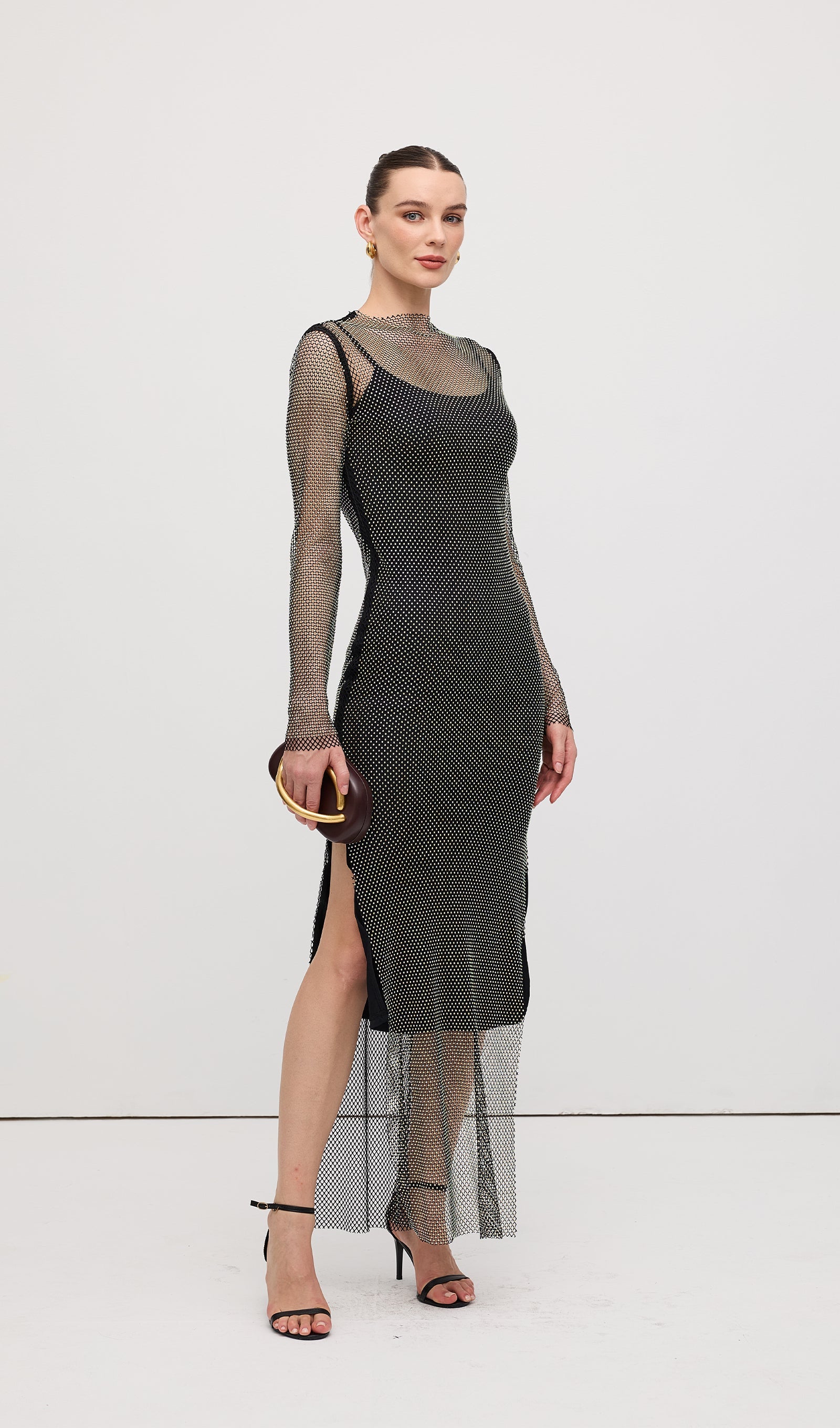 Mesh With Monochrome Maxi Dress