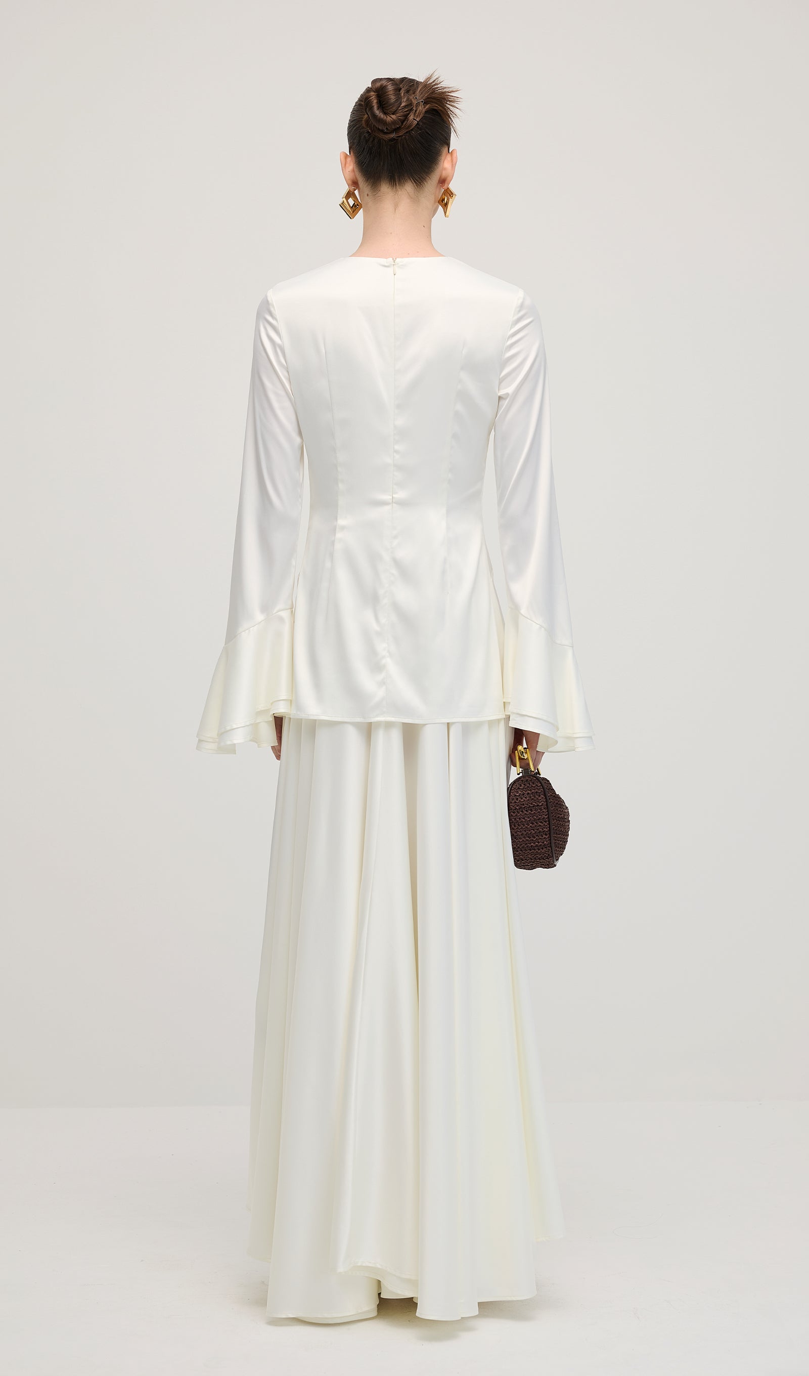 Asymmetrical Draped Bodice Ruffle Maxi Dress