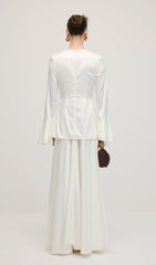 Asymmetrical Draped Bodice Ruffle Maxi Dress