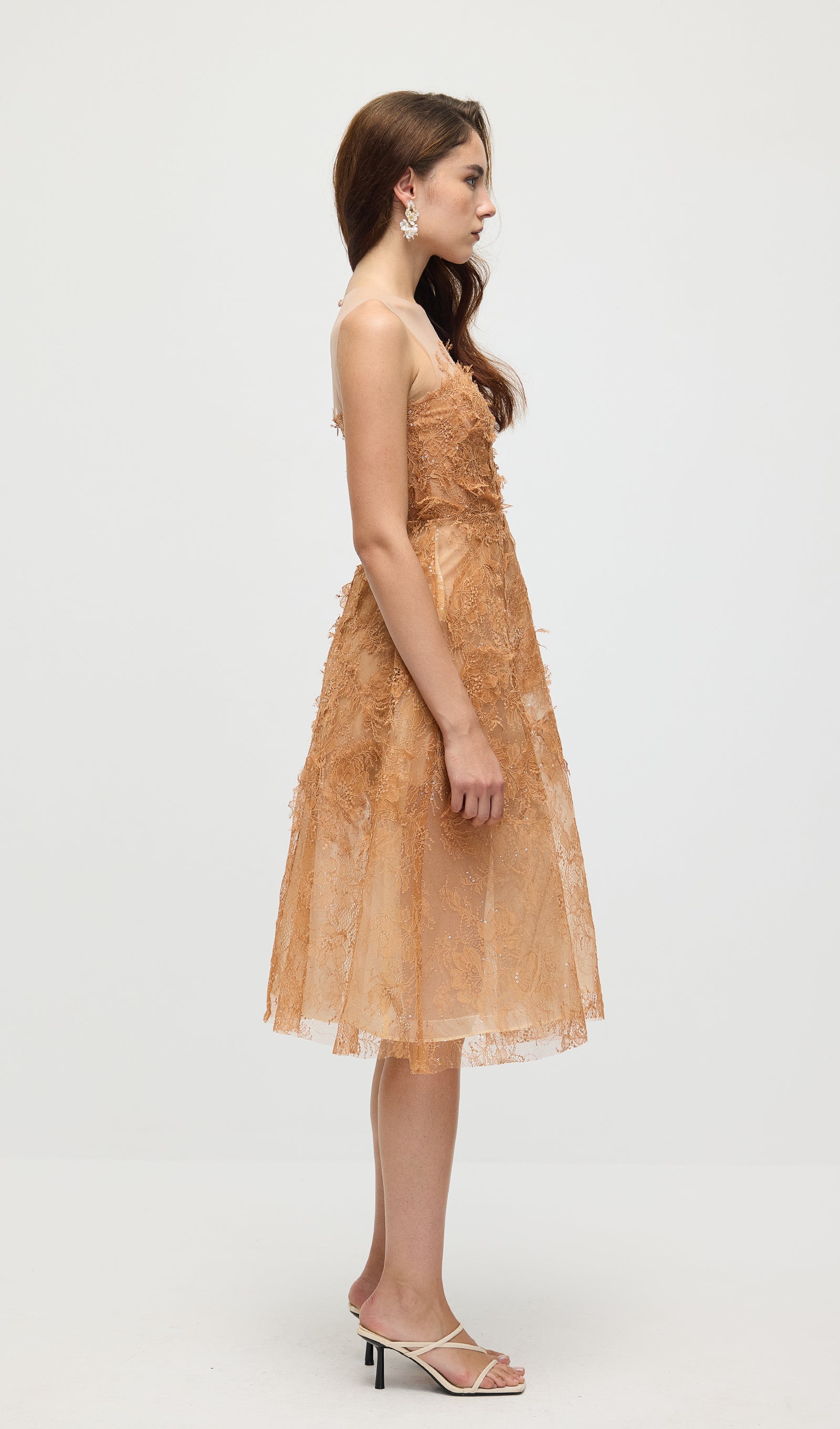 Sleeveless Embroidered Sequin Midi Dress